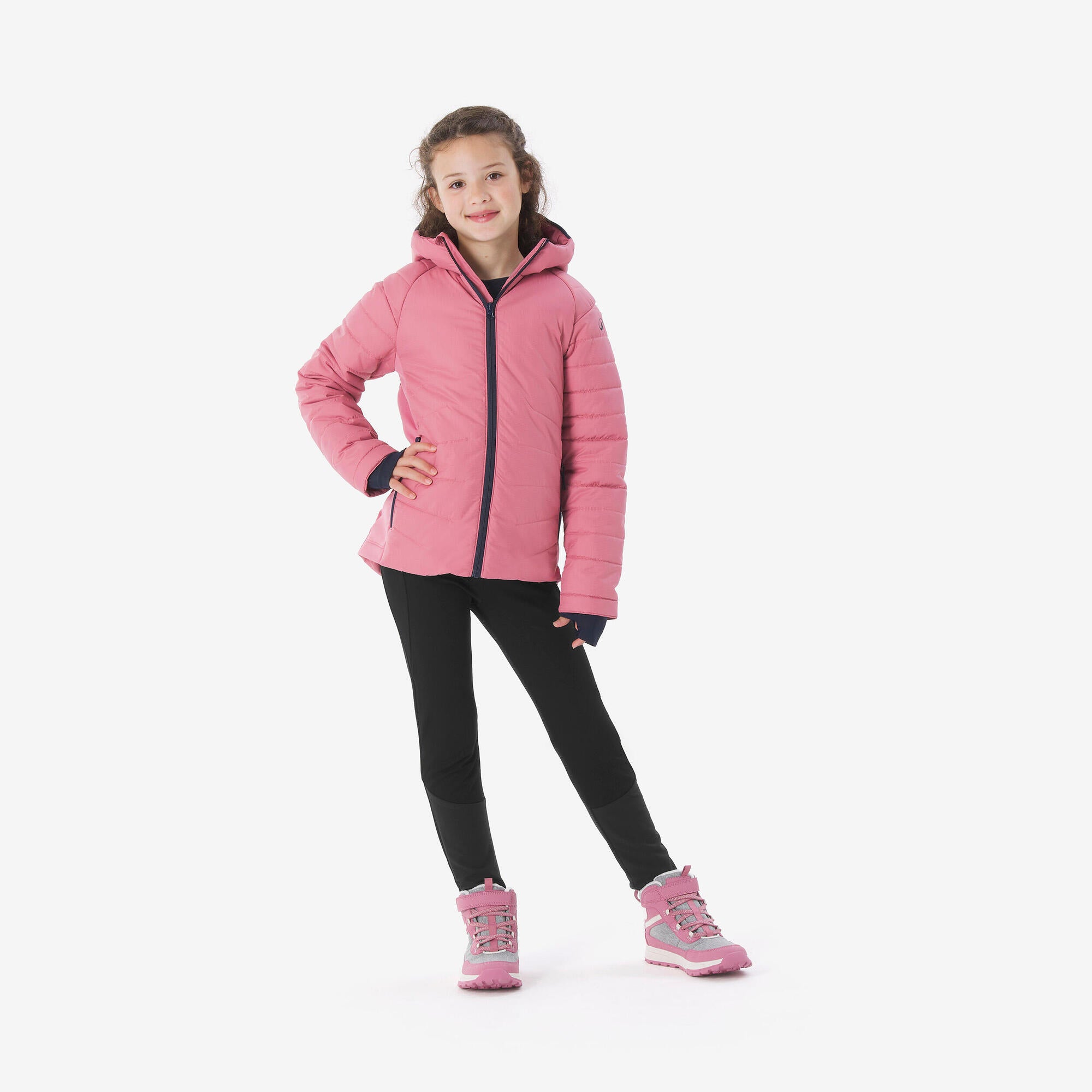 quechua-mh500-steppjacke-kinder-mauve-hybrid image 2