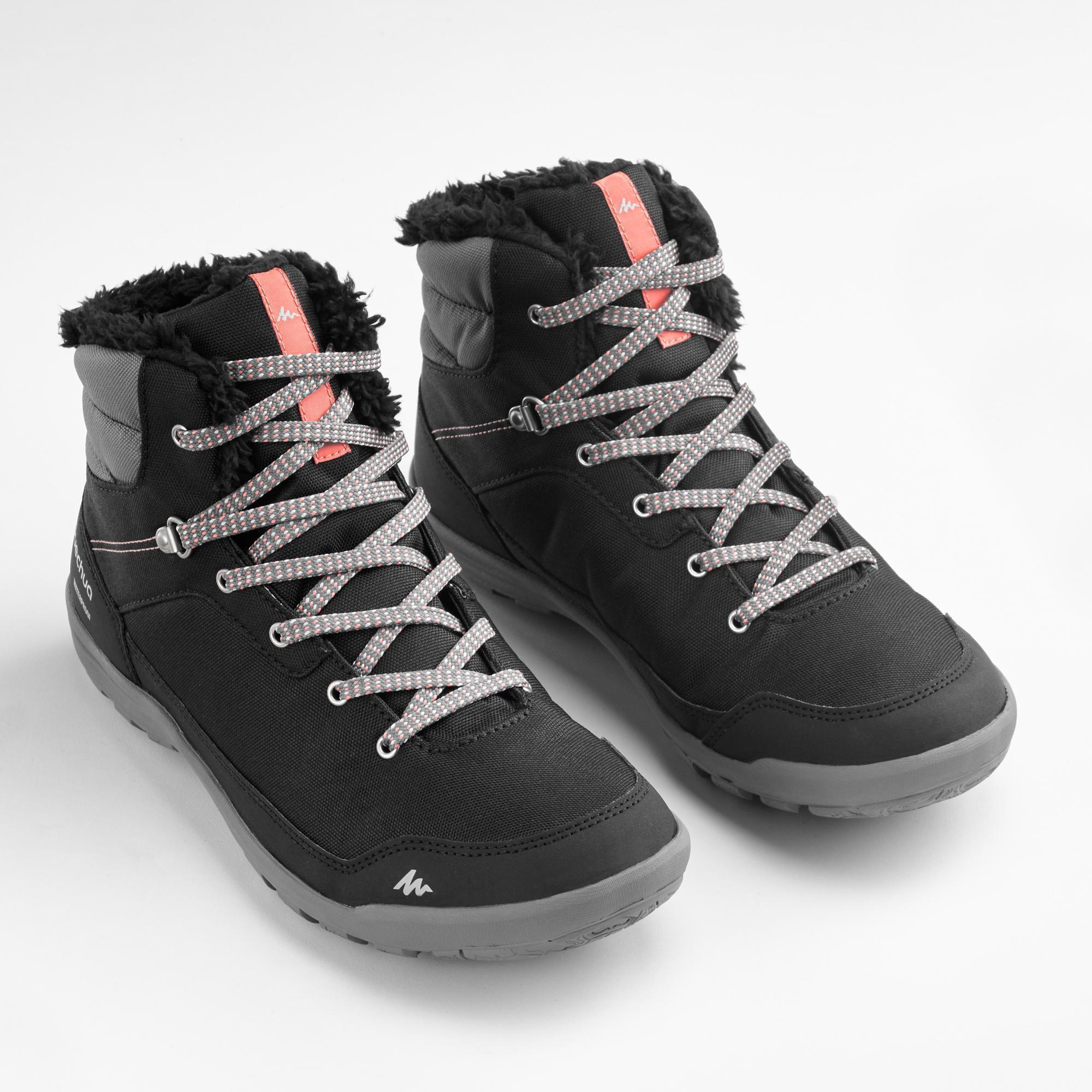 quechua-sh100-mid-damen-wanderstiefel-schwarz-wasserdicht image 2