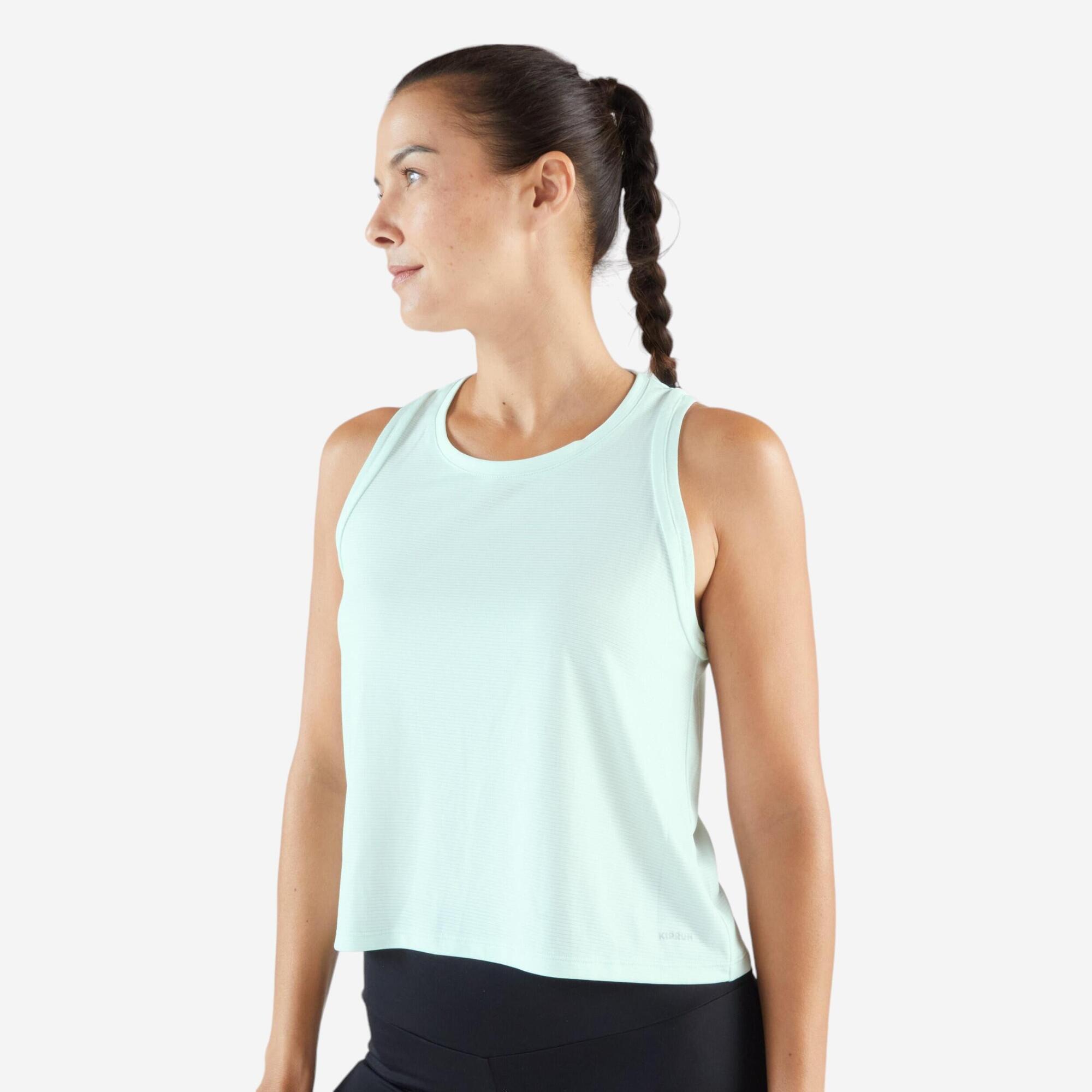kiprun-run-500-damen-crop-top-lauftop-light-jade image 3