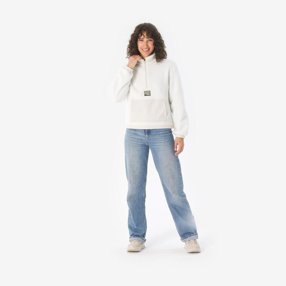 quechua-mh100-sherpa-fleecepullover-damen-naturweiss image 2