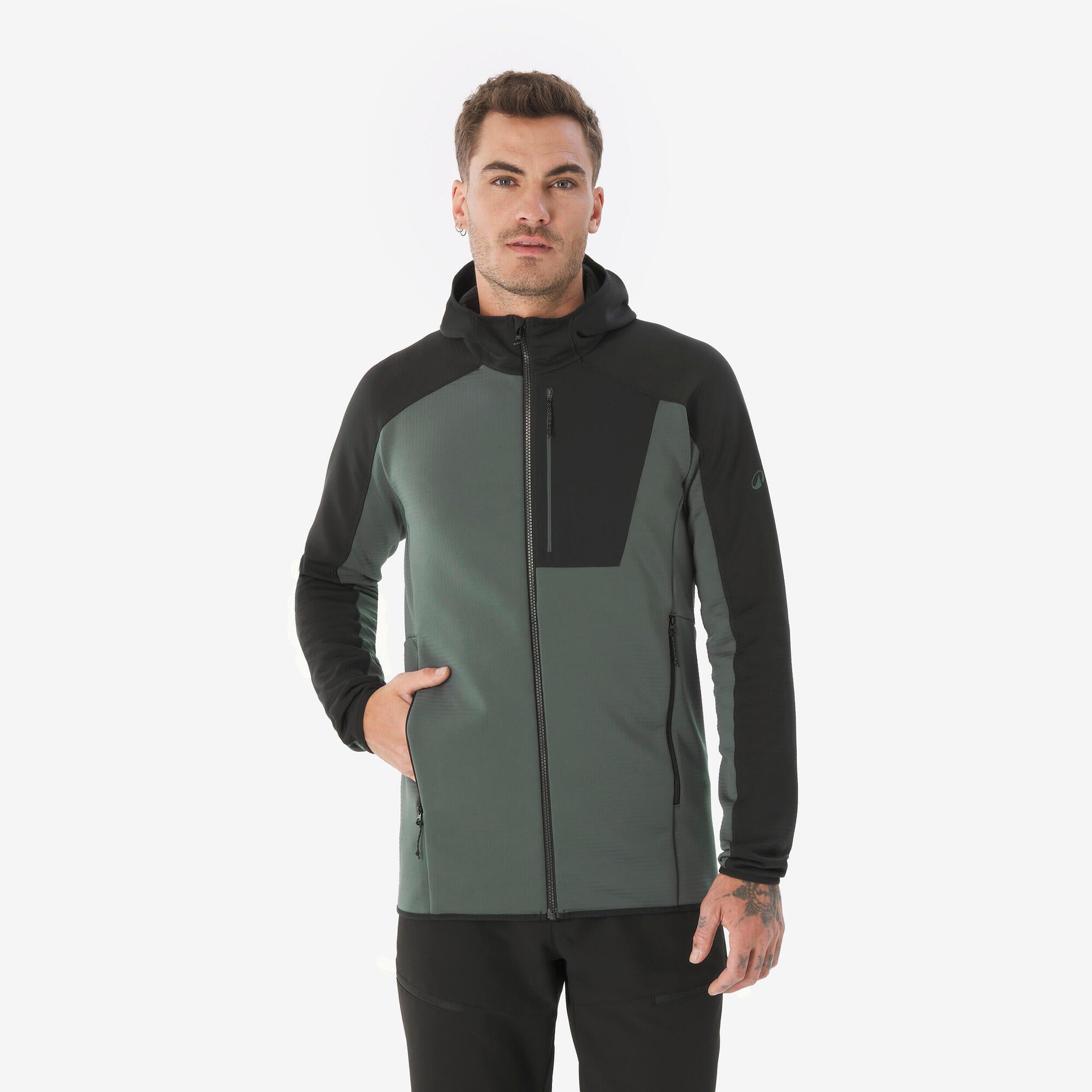 quechua-mh500-full-zip-fleecejacke-herren-dunkelgr-n-warm image 1