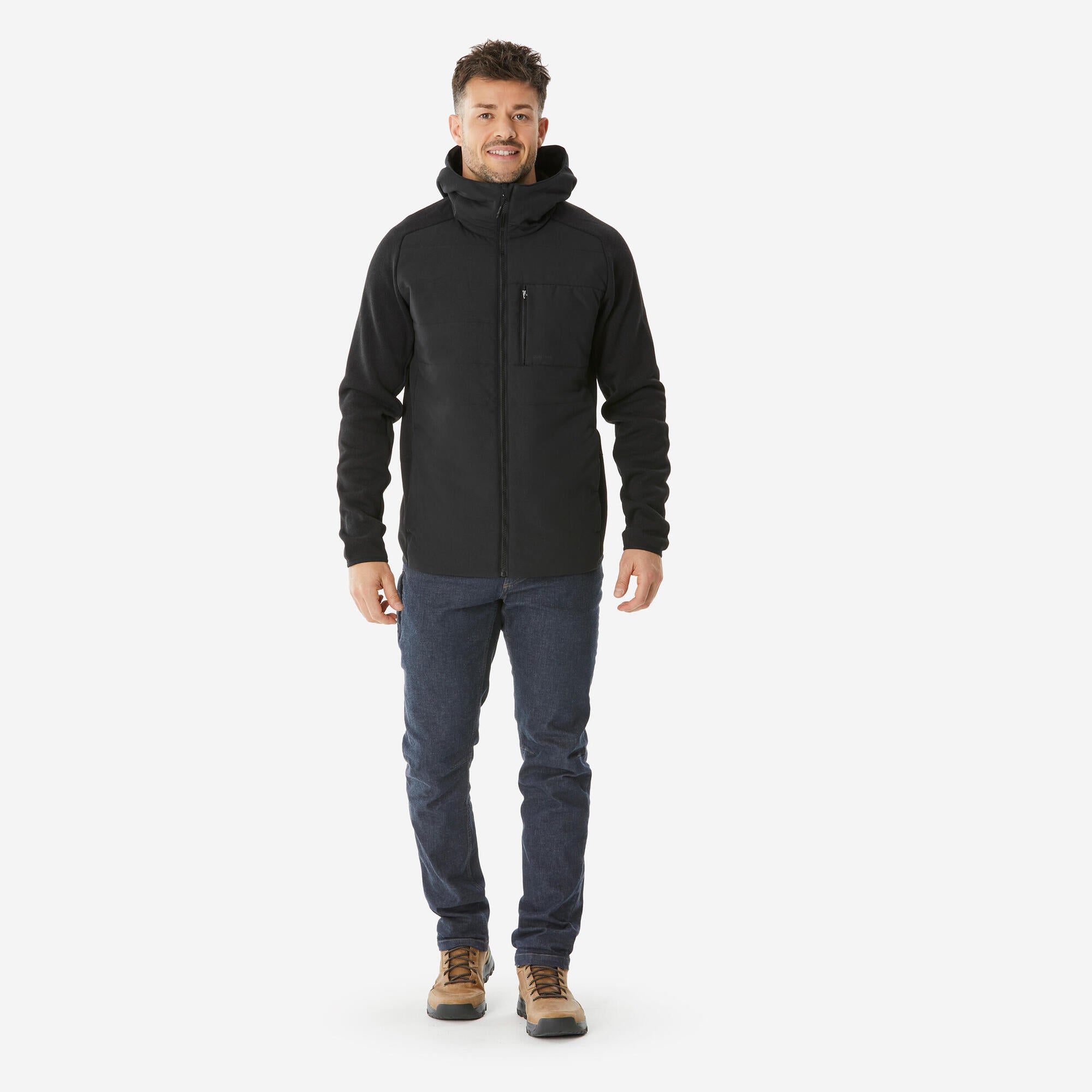 quechua-nh500-hybrid-herren-hoodie-sweatshirt-schwarz image 2