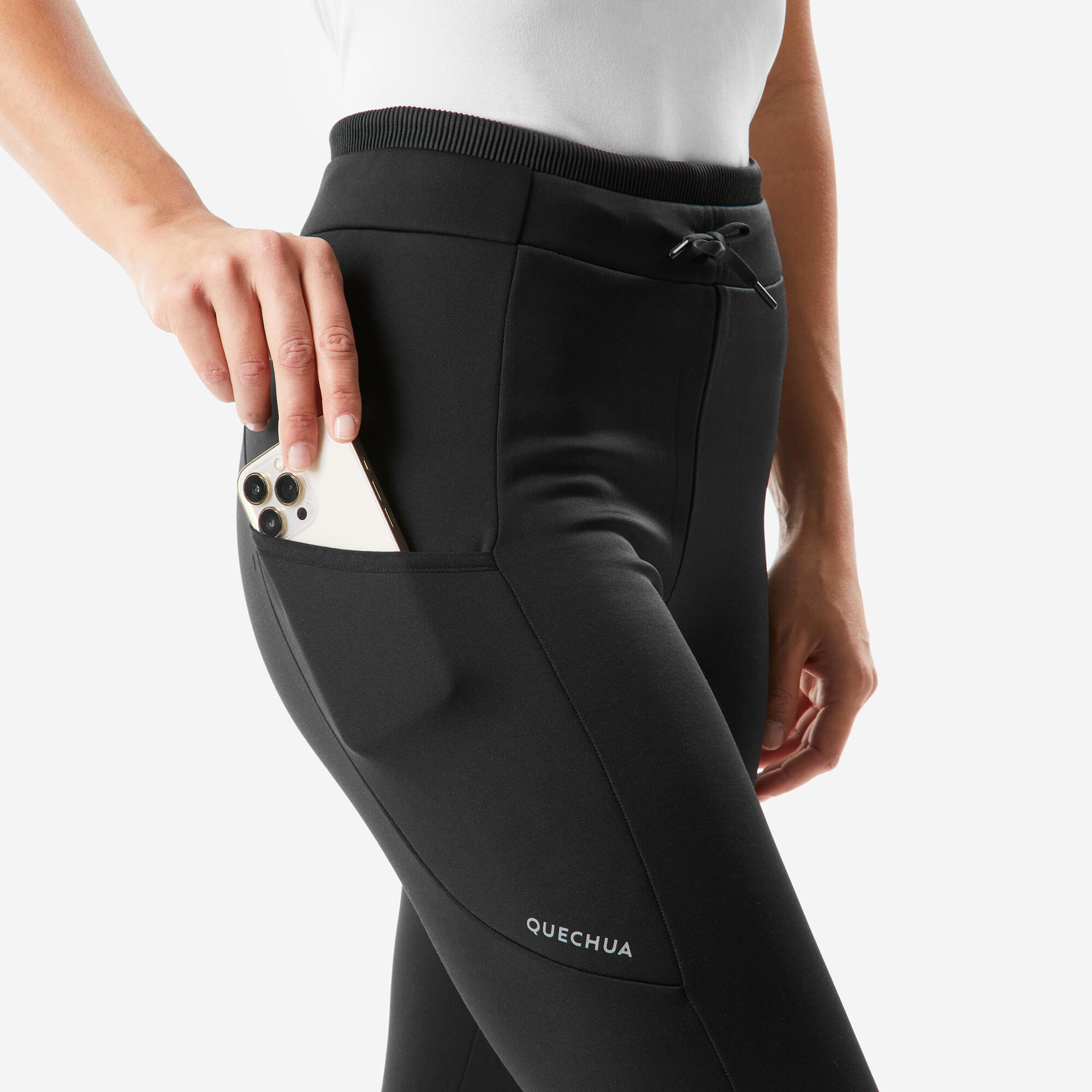 quechua-nh500-wanderleggings-damen-schwarz-warm-winter image 5