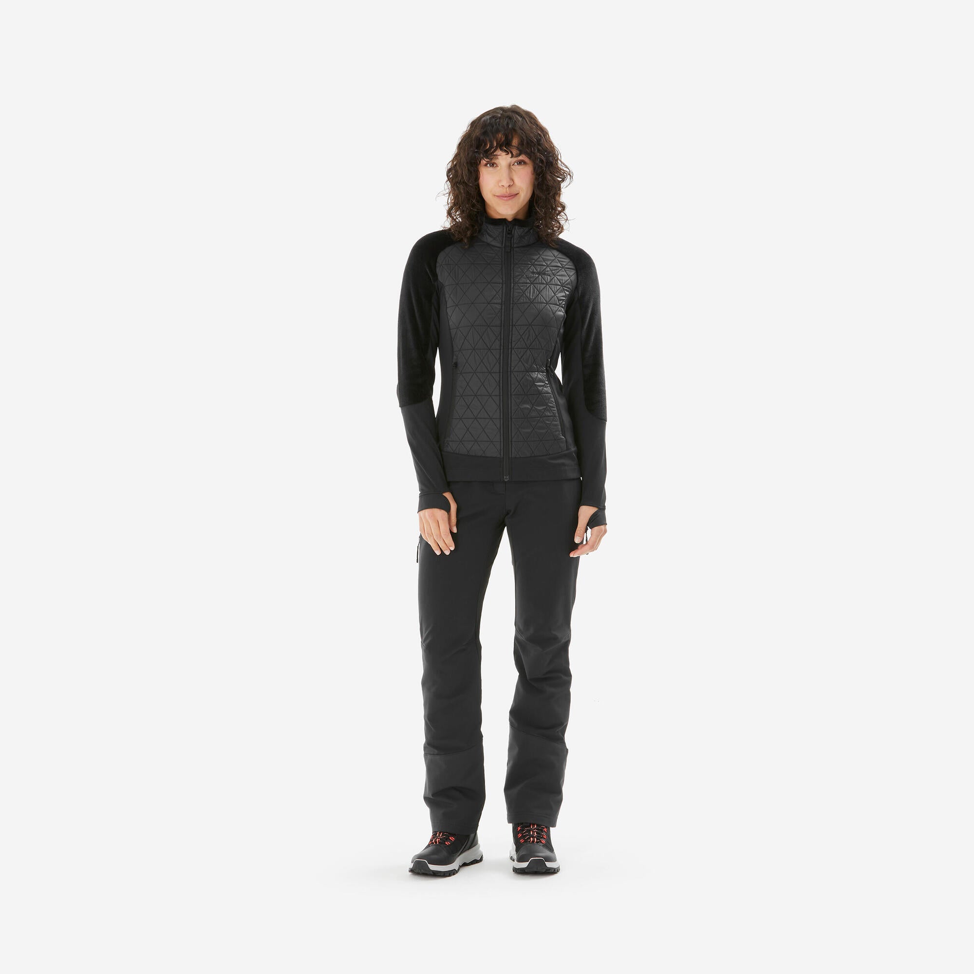 quechua-hybrid-fleecejacke-damen-smoked-black-warm image 2