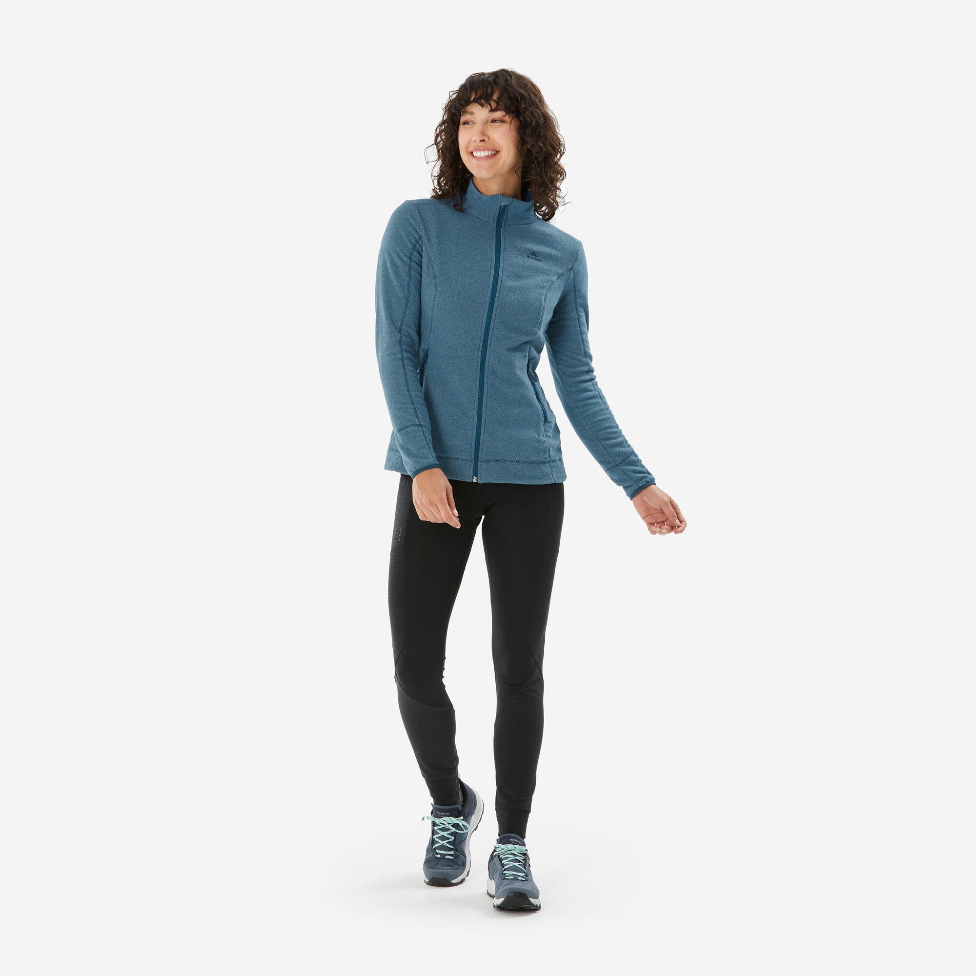 quechua-mh120-fleecejacke-damen-petrol-warm image 2
