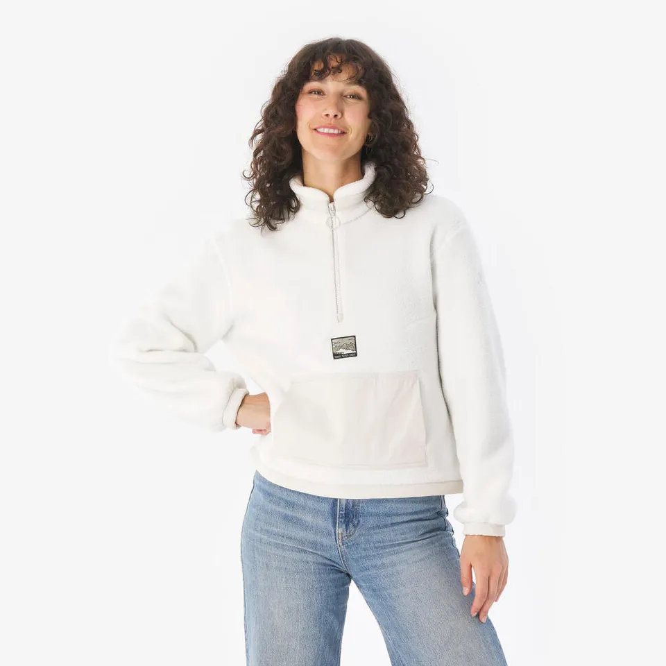 quechua-mh100-sherpa-fleecepullover-damen-naturweiss image 1
