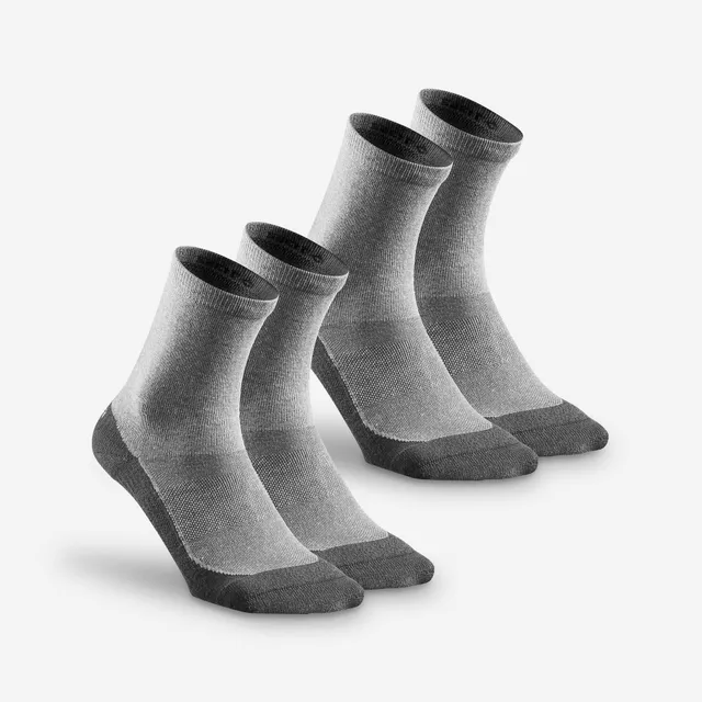 quechua-hike-50-hohe-wandersocken-2er-pack-grau image 1