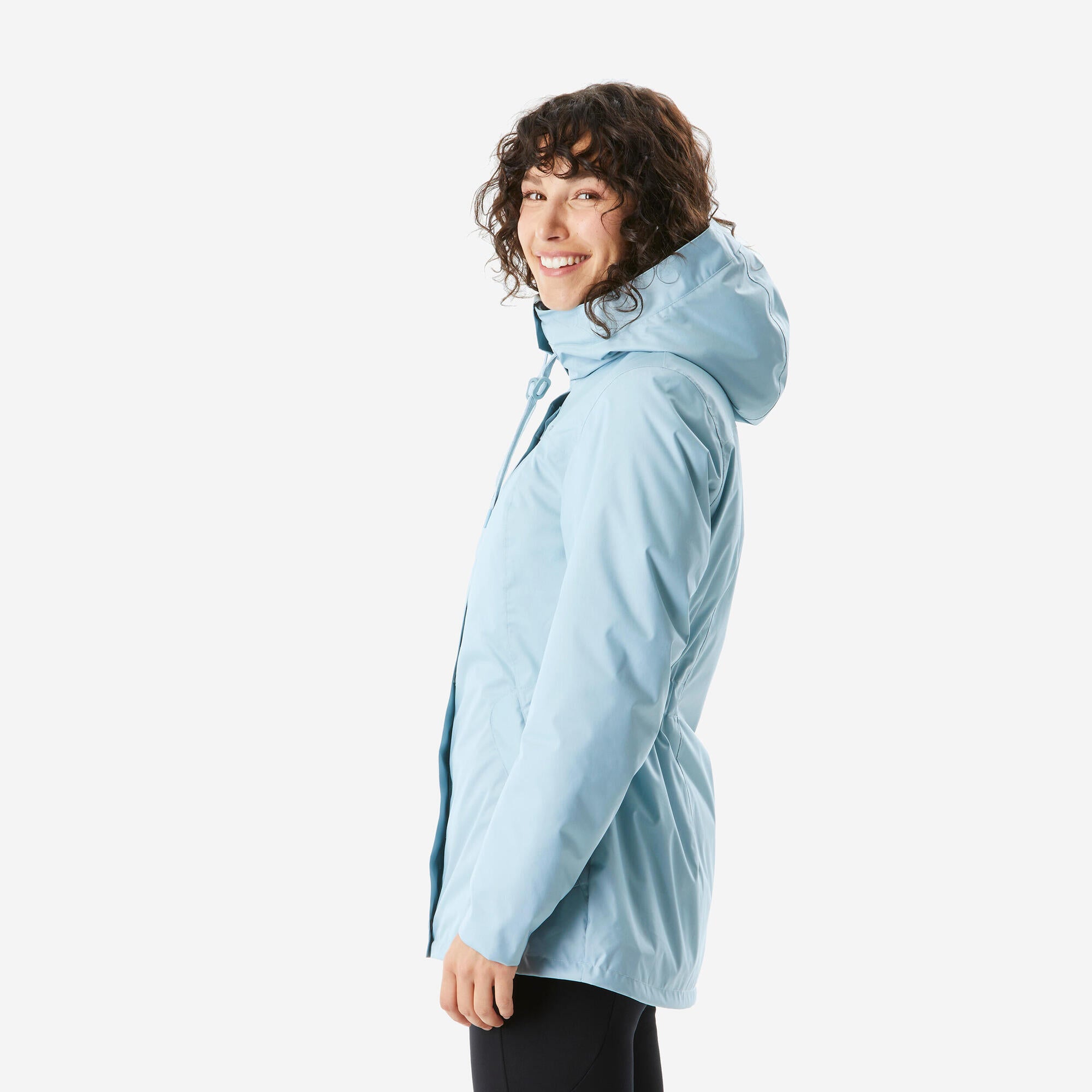 quechua-nh500-winterjacke-damen-hellgrau-blau-wasserdicht image 5