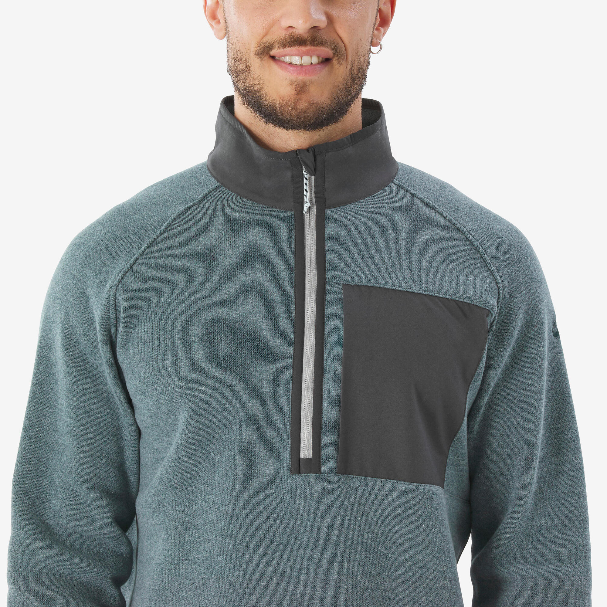 quechua-nh500-wanderpullover-herren-half-zip-beige image 5