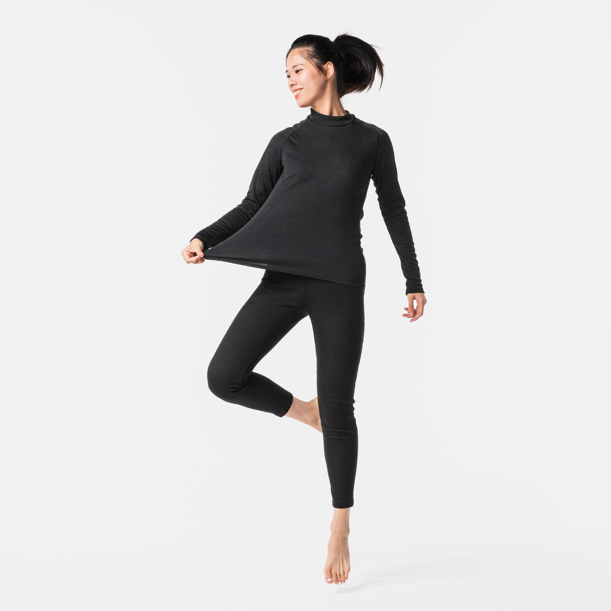 wedze-bl100-damen-skiunterhose-thermohose-schwarz image 3
