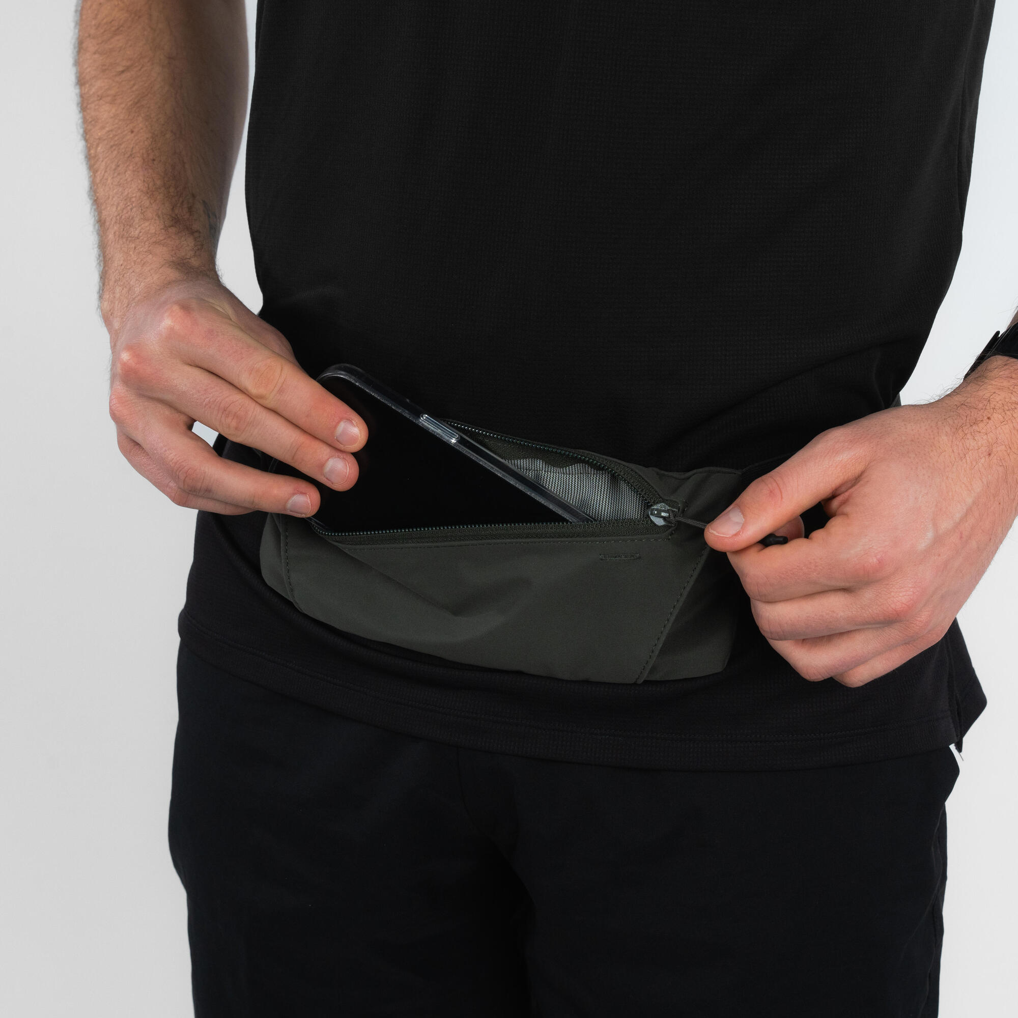 kiprun-running-belt-v2-laufg-rtel-schwarz-olive-handyfach image 2