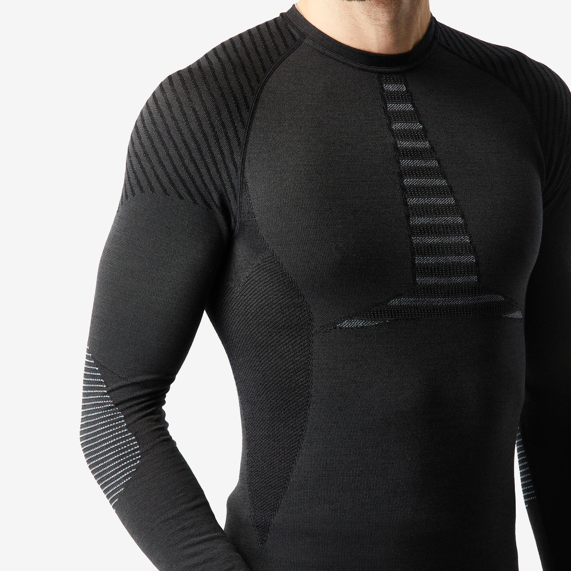 wedze-bl900-unterhemd-herren-wolle-schwarz-warm image 5