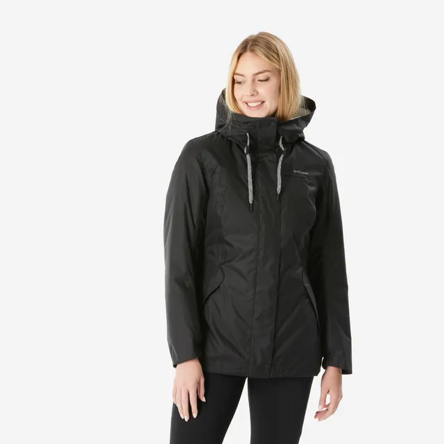 quechua-nh500-winterjacke-damen-schwarz-wasserdicht-10-c image 1