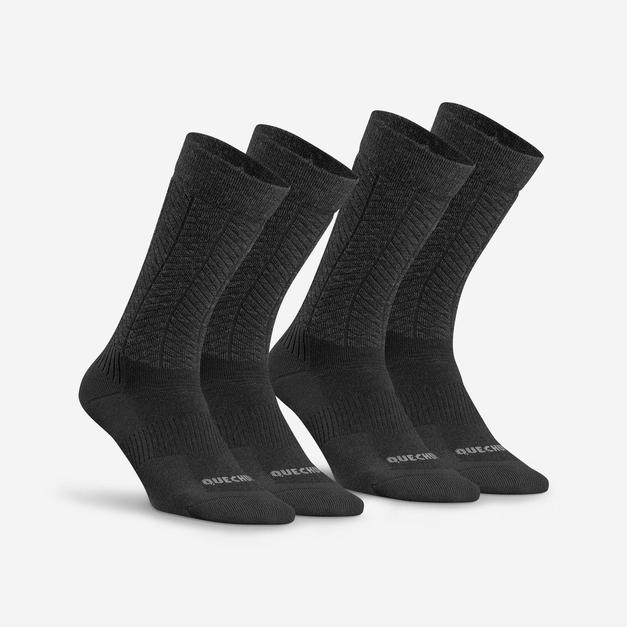 quechua-sh500-mid-wandersocken-schwarz-2-paar-merino-warm image 1