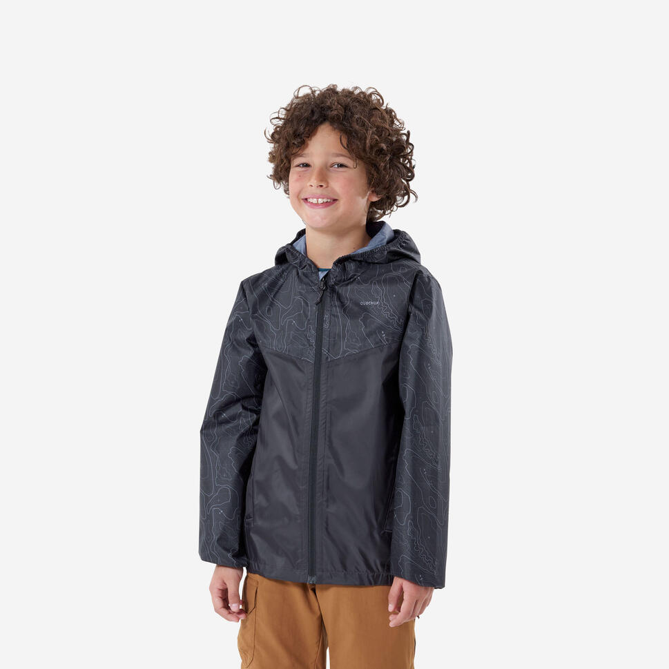 quechua-mh150-kinder-wanderjacke-carbon-gray-wasserdicht image 1