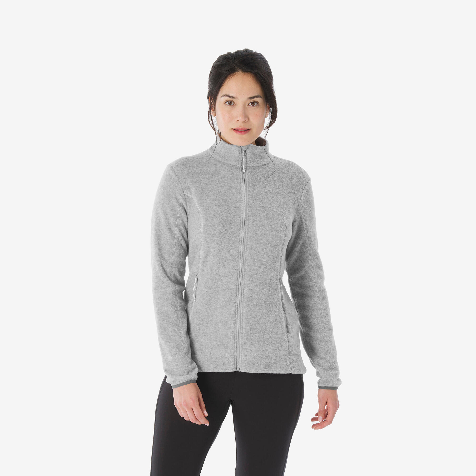 quechua-mh120-fleecejacke-damen-hellgrau-gr-e-m image 1