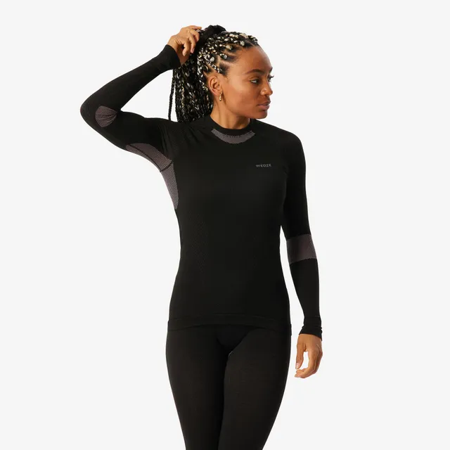 wedze-bl500-damen-skiunterw-sche-unterhemd-smoked-black-nahtlos image 1