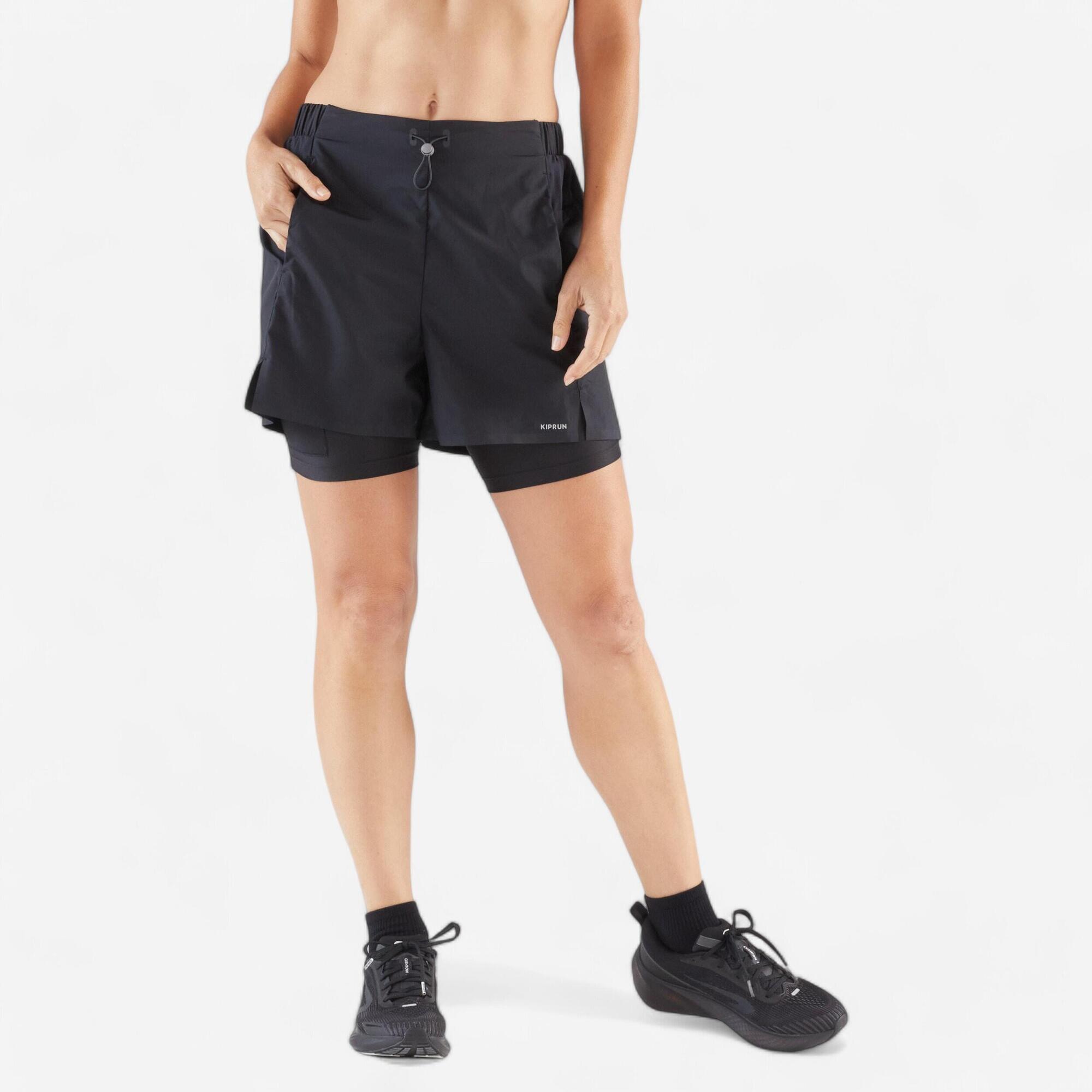 kiprun-run-500-2-in-1-laufshorts-damen-smoked-black image 1