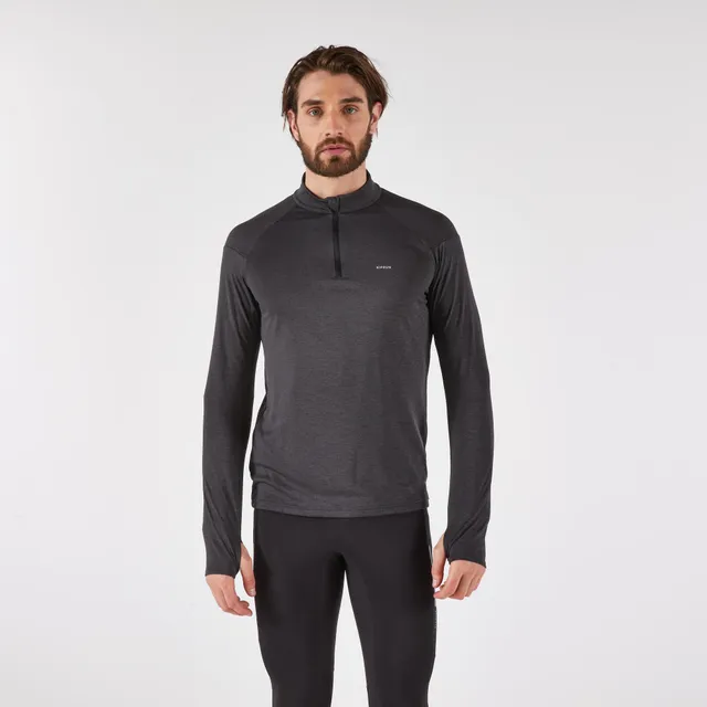 kiprun-100-laufshirt-herren-langarm-schwarz-half-zip image 1