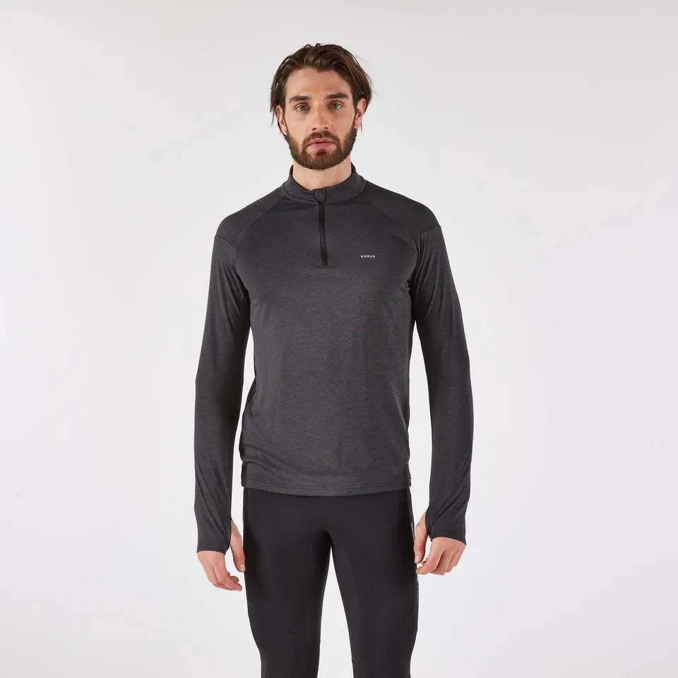 kiprun-100-laufshirt-herren-langarm-schwarz-half-zip image 1