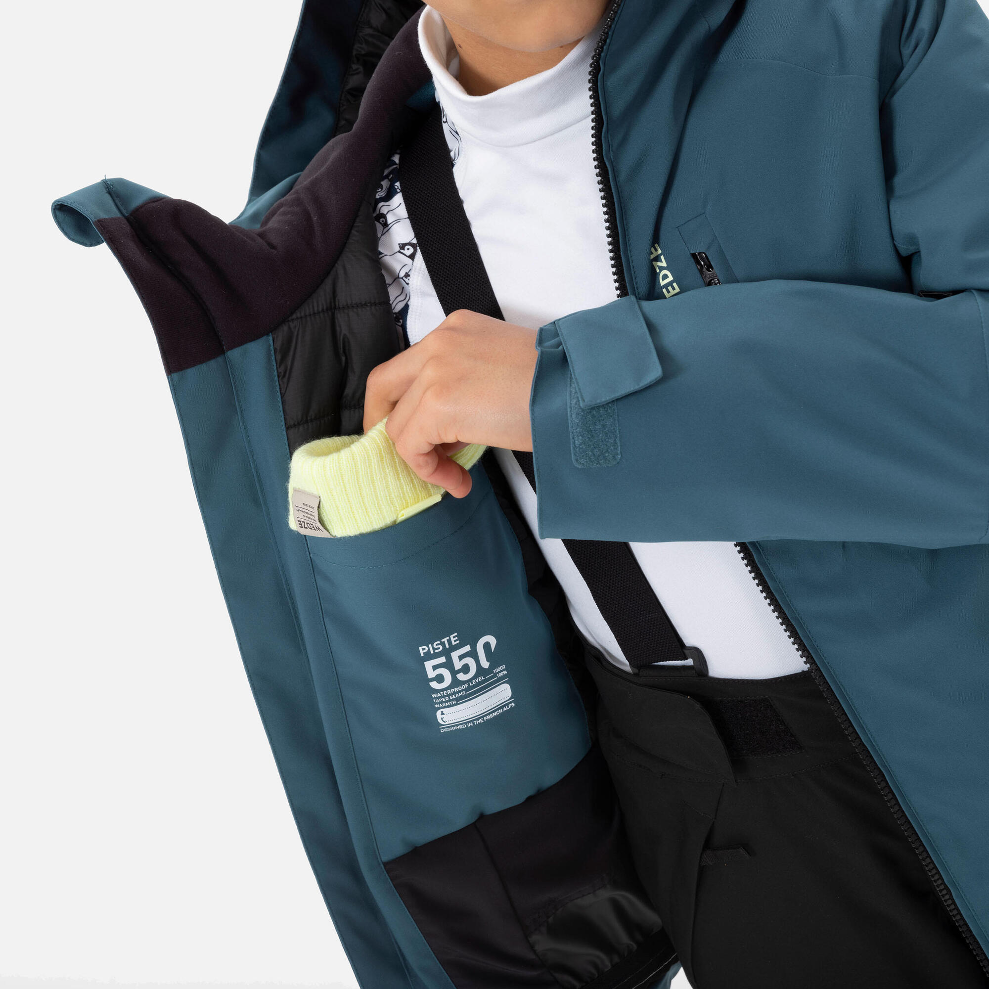 wedze-550-kinder-skijacke-warm-wasserdicht-petrol-10j image 5