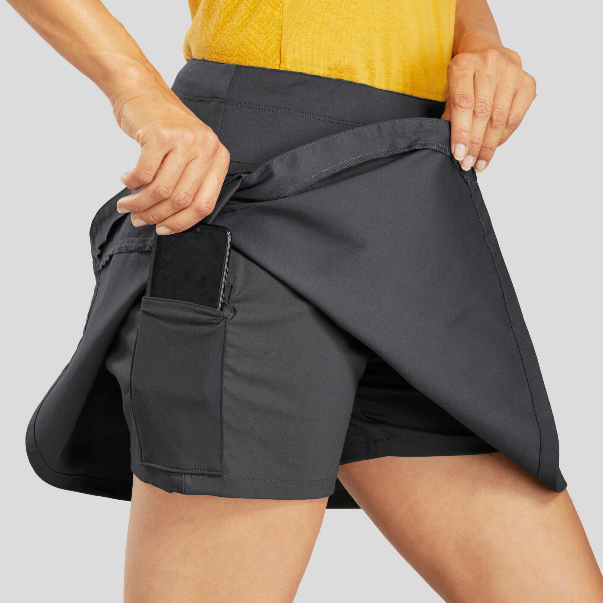 quechua-nh500-damen-wanderrock-skort-grau image 6