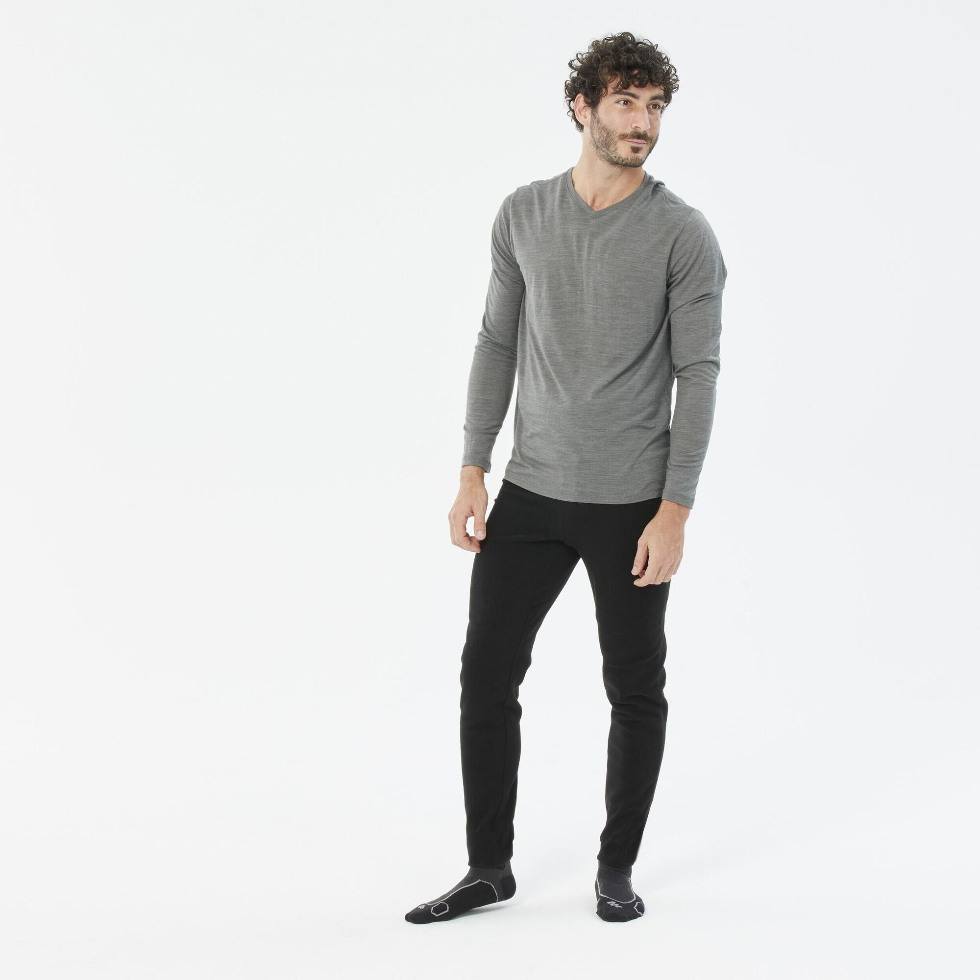 quechua-mh100-fleece-leggings-herren-schwarz-atmungsaktiv image 2