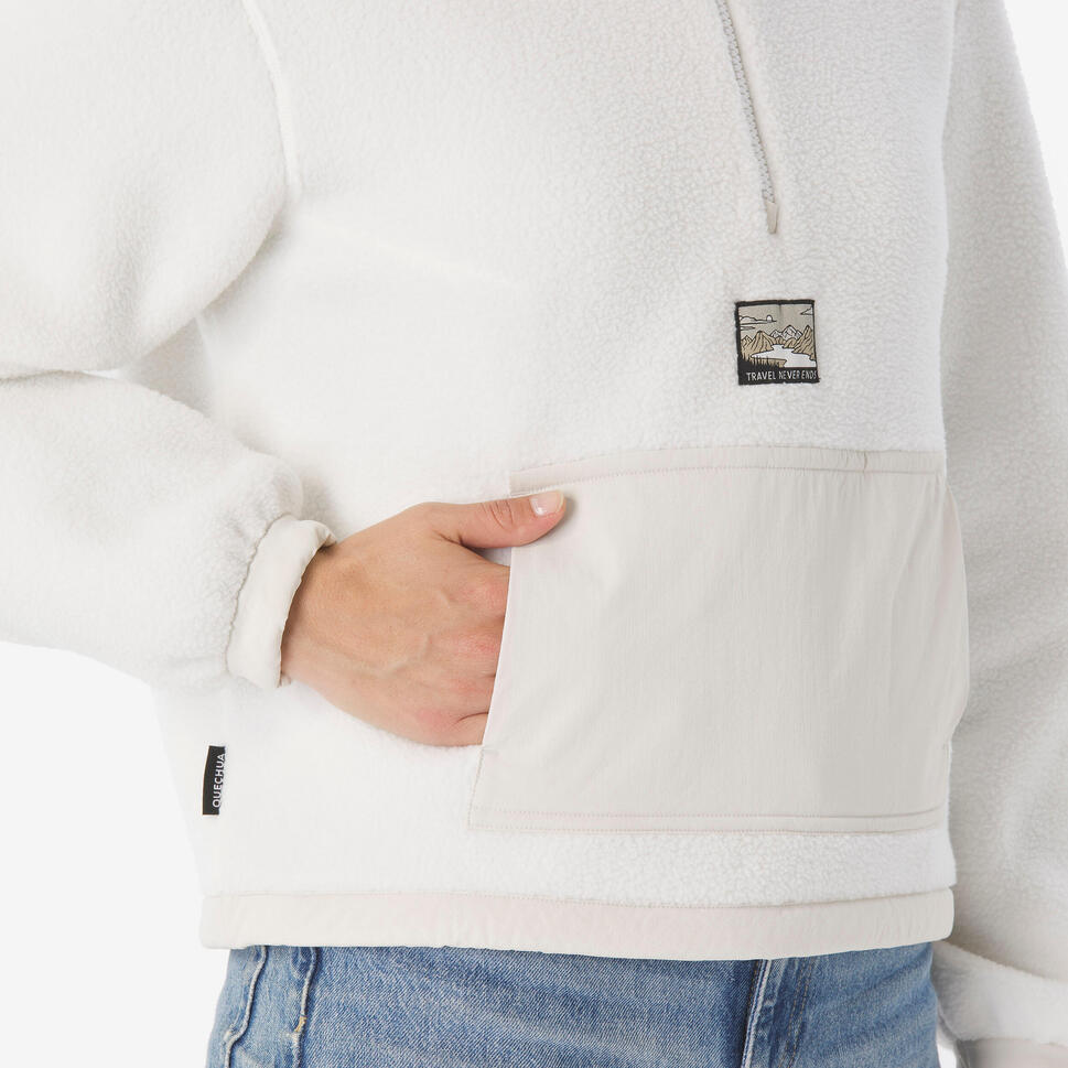 quechua-mh100-sherpa-fleecepullover-damen-naturweiss image 6