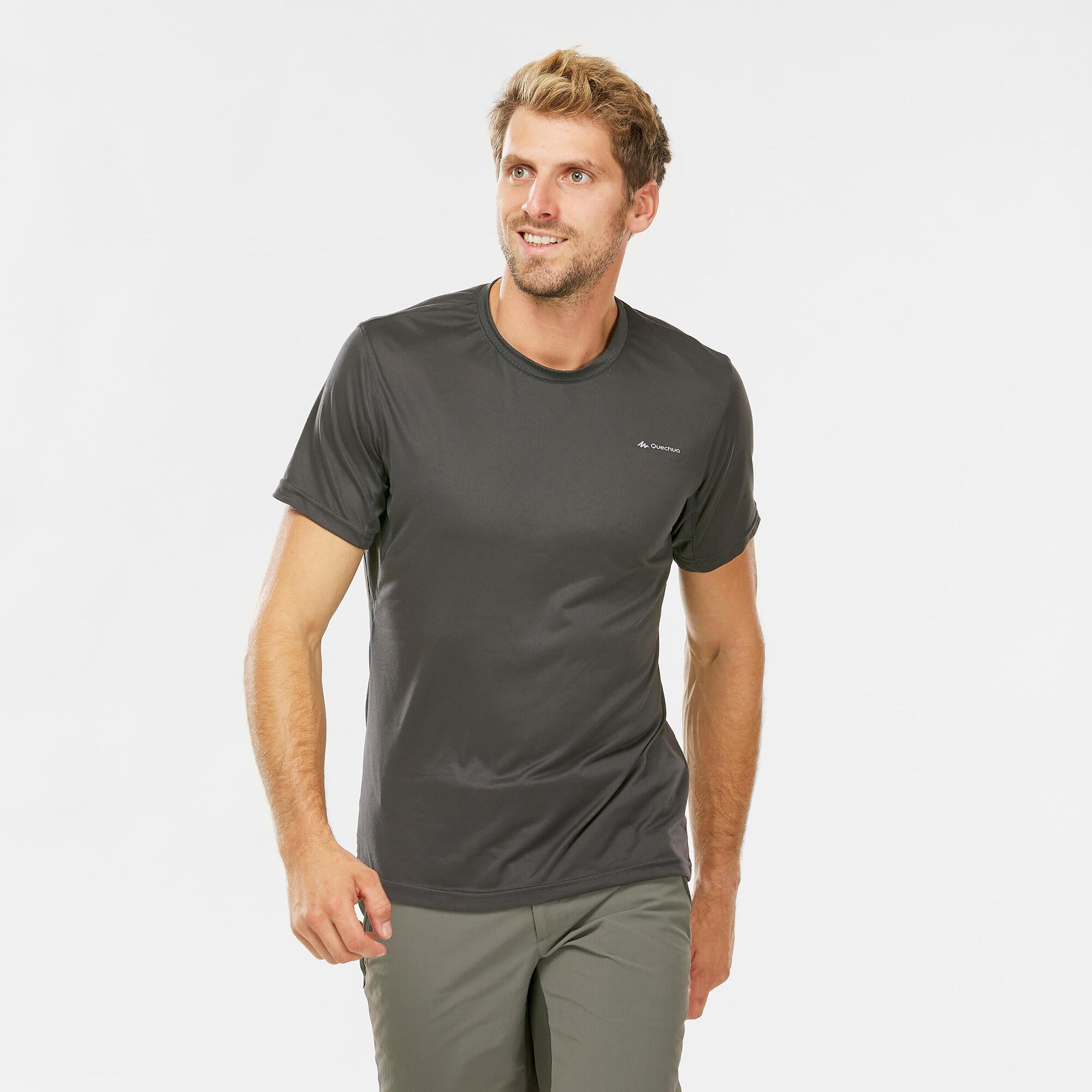 quechua-mh100-t-shirt-herren-carbon-gray-synthetisch image 2