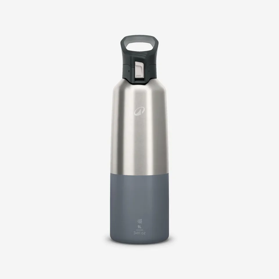 quechua-mh900-thermosflasche-1-l-dunkelgrau-edelstahl image 1