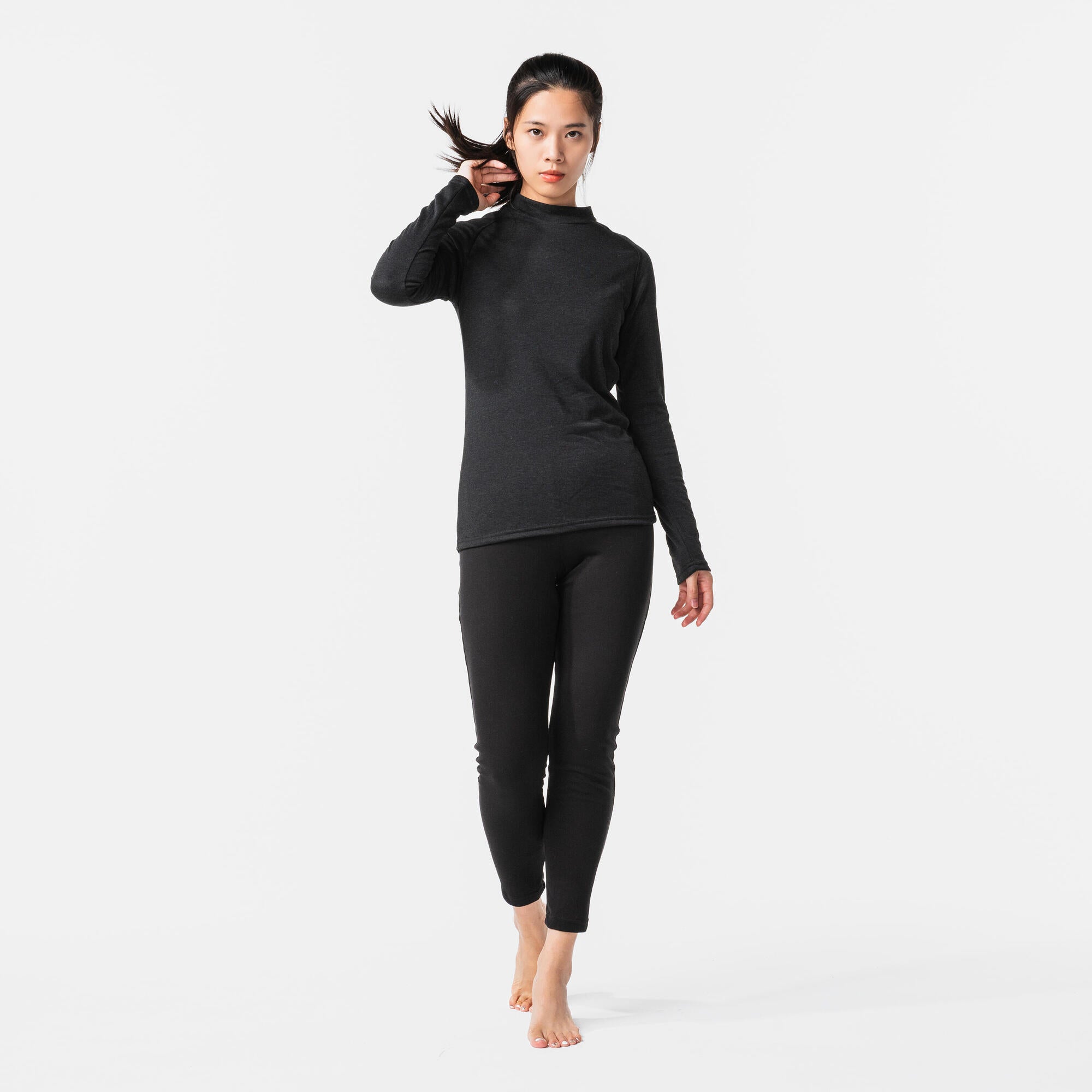 wedze-bl100-damen-skiunterhose-thermohose-schwarz image 2