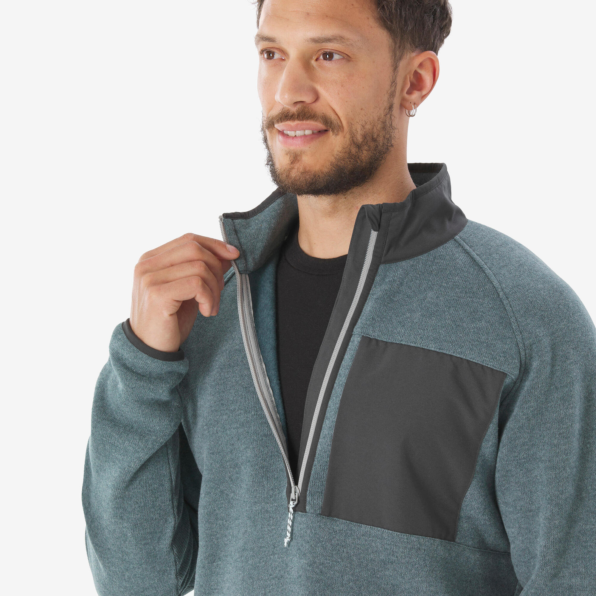 quechua-nh500-wanderpullover-herren-half-zip-beige image 6