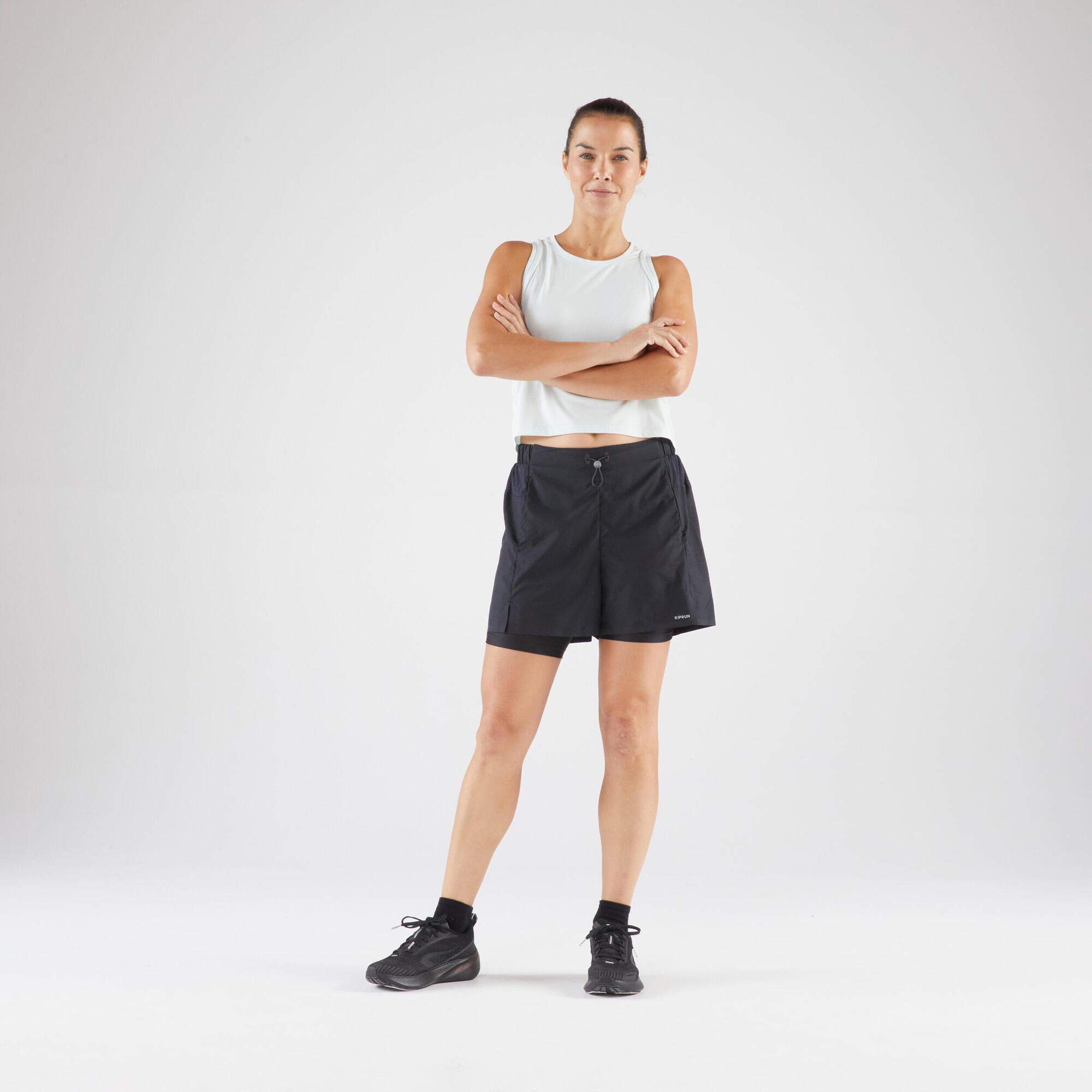 kiprun-run-500-2-in-1-laufshorts-damen-smoked-black image 8
