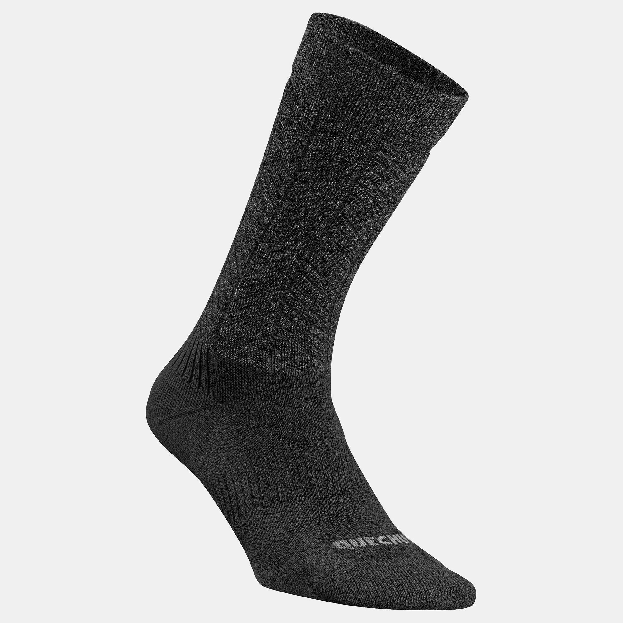 quechua-sh500-mid-wandersocken-schwarz-2-paar-merino-warm image 2