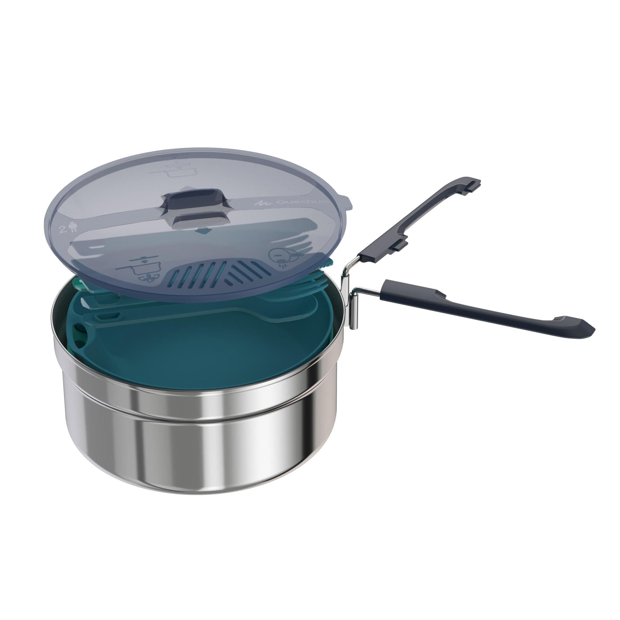 quechua-mh100-camping-kochset-2-personen-edelstahl-1-6l image 4