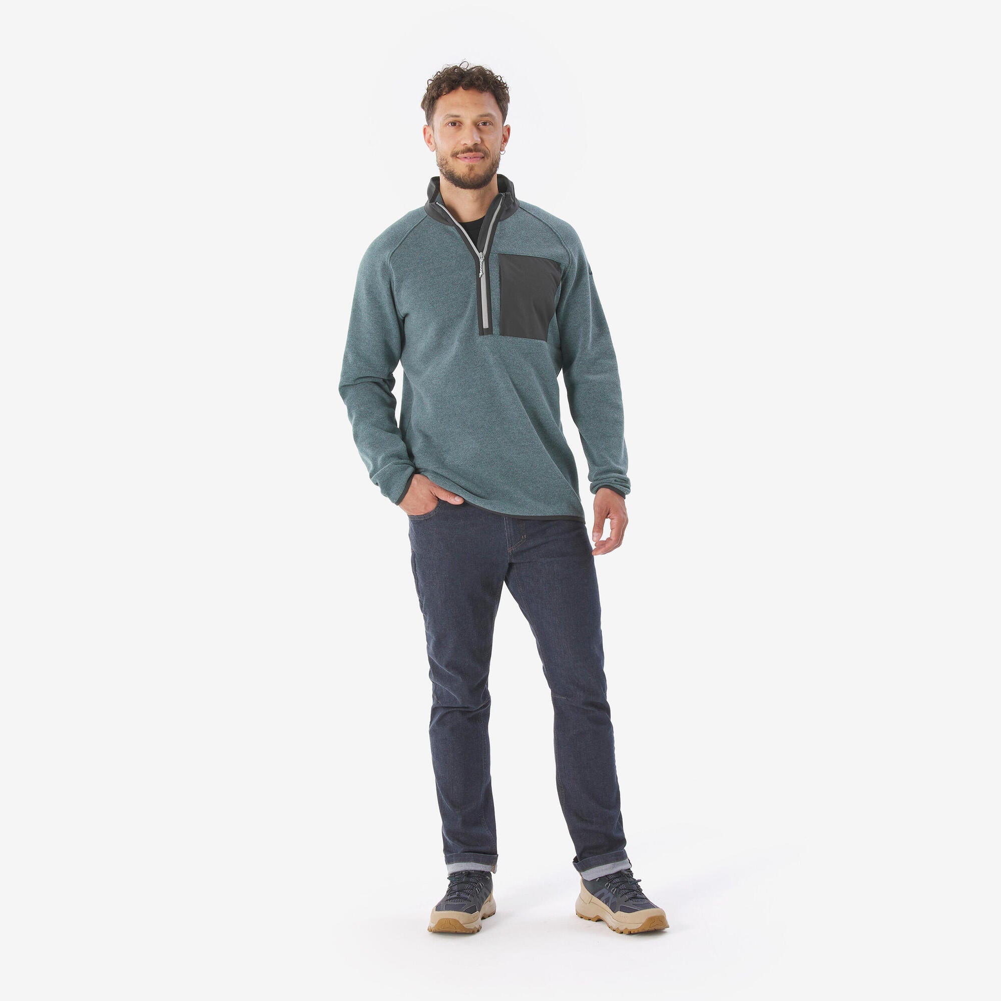 quechua-nh500-wanderpullover-herren-half-zip-beige image 2