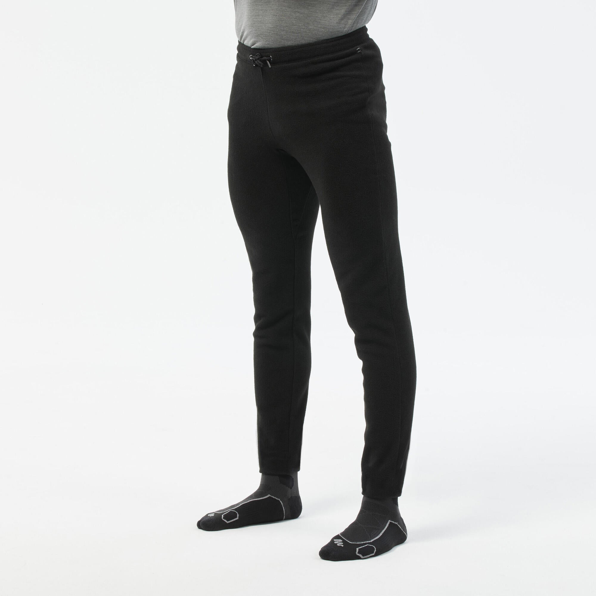 quechua-mh100-fleece-leggings-herren-schwarz-atmungsaktiv image 1