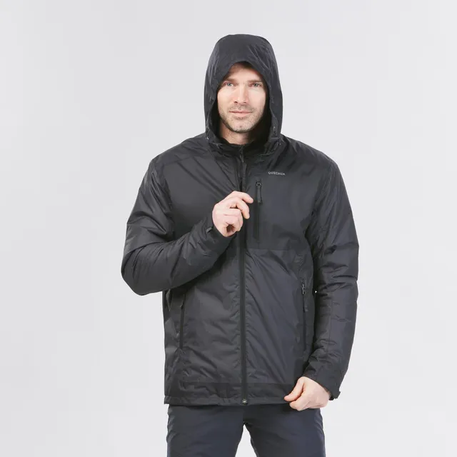 quechua-nh500-winterjacke-herren-wasserdicht-schwarz image 1