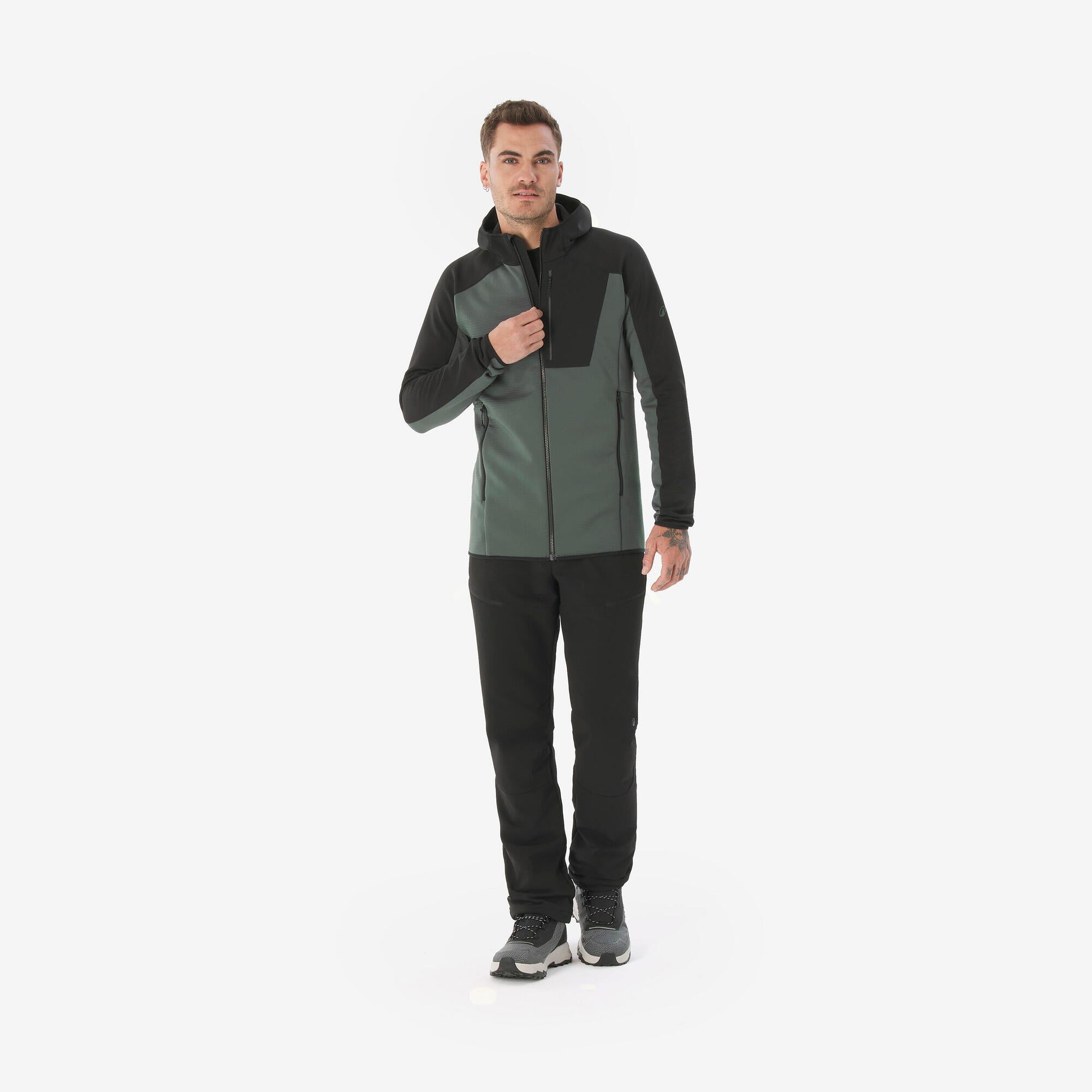 quechua-mh500-full-zip-fleecejacke-herren-dunkelgr-n-warm image 2
