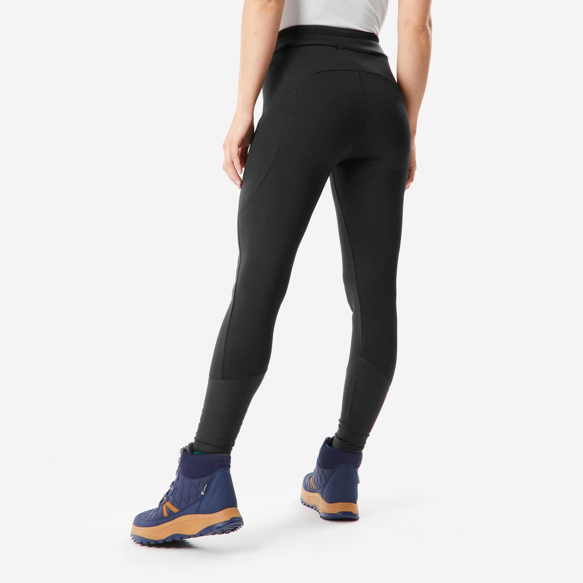 quechua-nh500-wanderleggings-damen-schwarz-warm-winter image 3