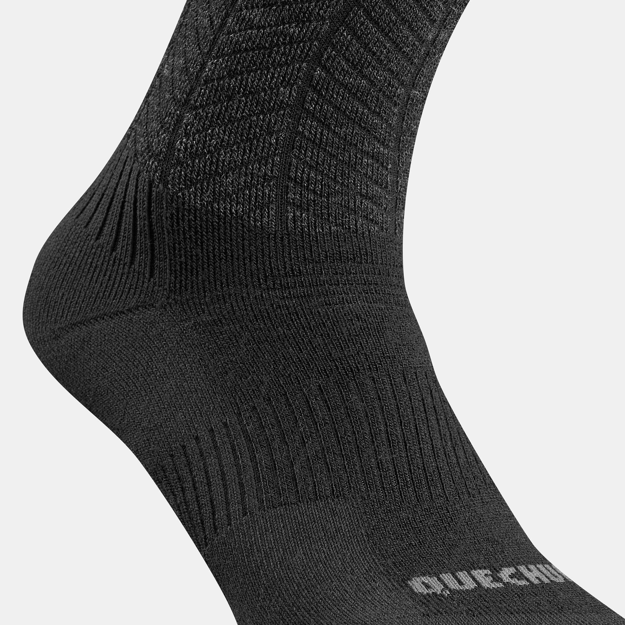 quechua-sh500-mid-wandersocken-schwarz-2-paar-merino-warm image 4