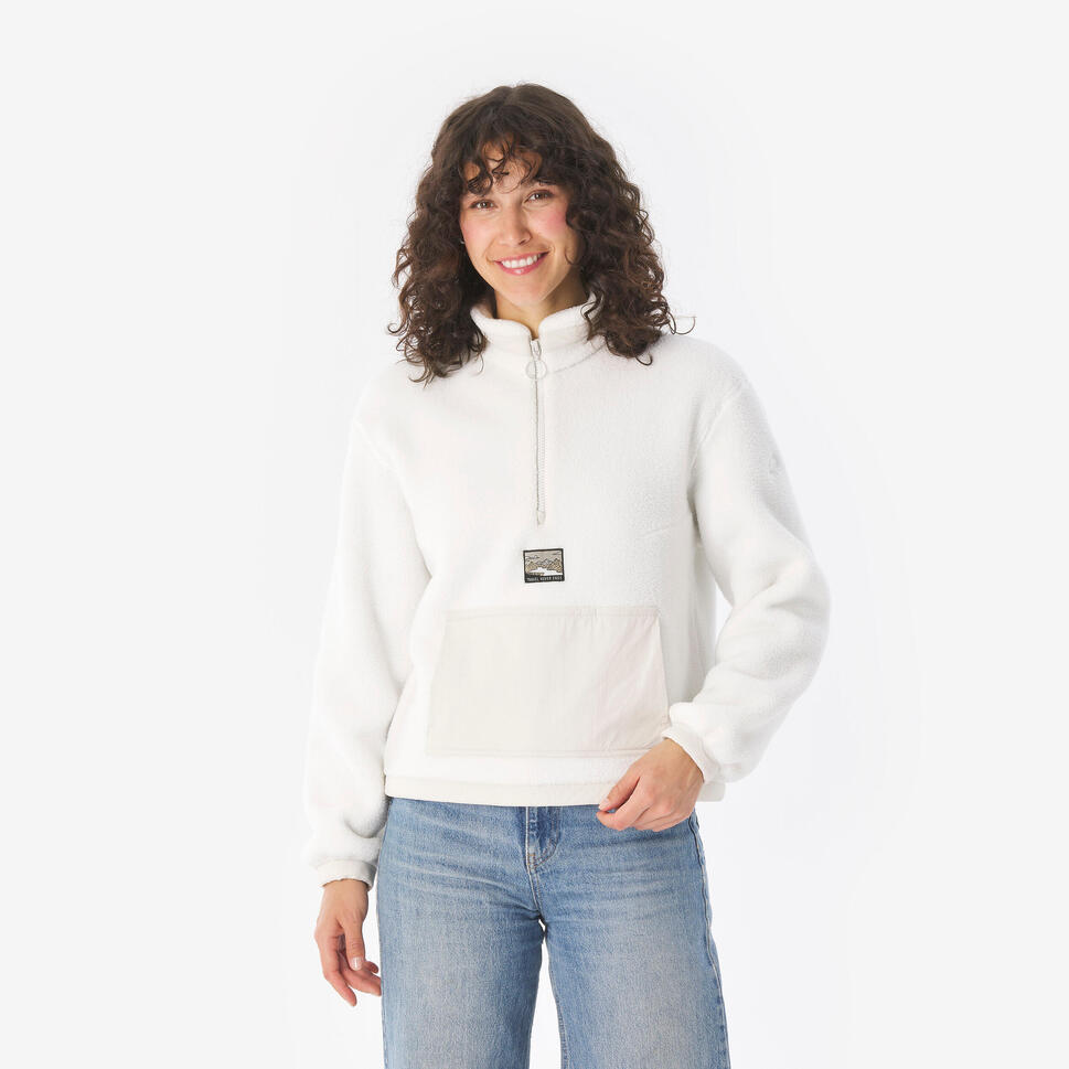 quechua-mh100-sherpa-fleecepullover-damen-naturweiss image 4