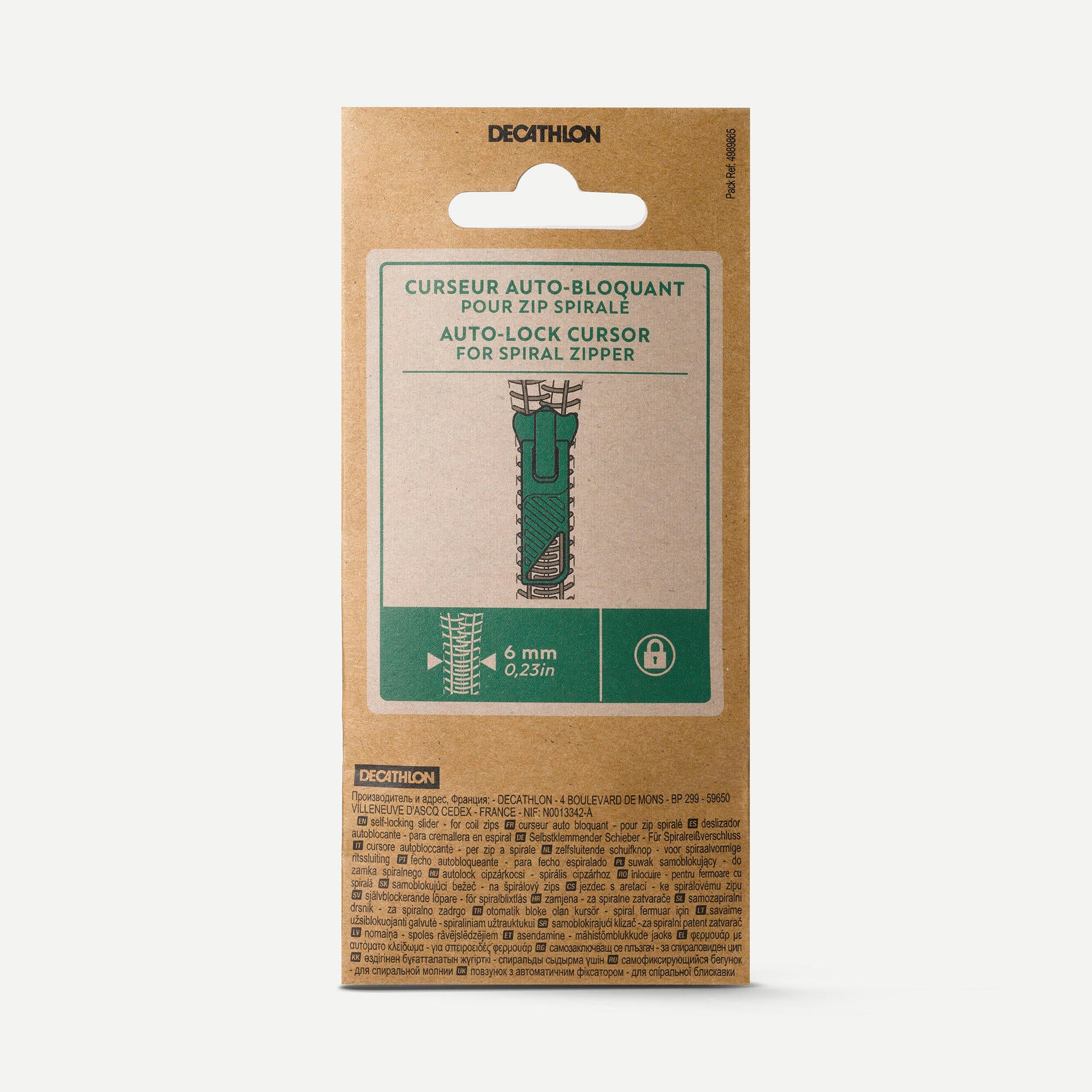 decathlon-reiverschluss-schieber-6-mm-spirale-selbstverriegelnd image 1