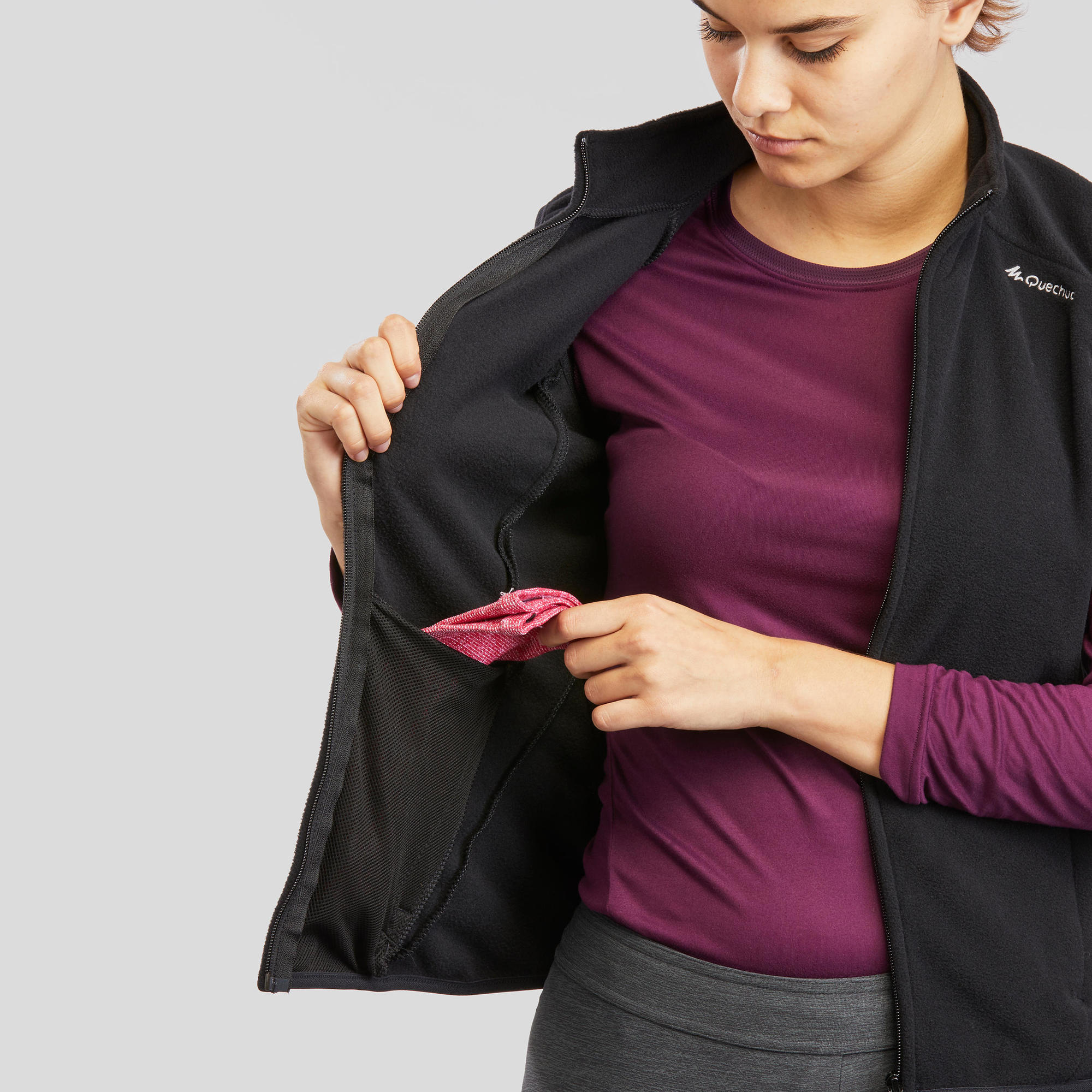 quechua-mh120-fleeceweste-damen-schwarz-leicht image 5