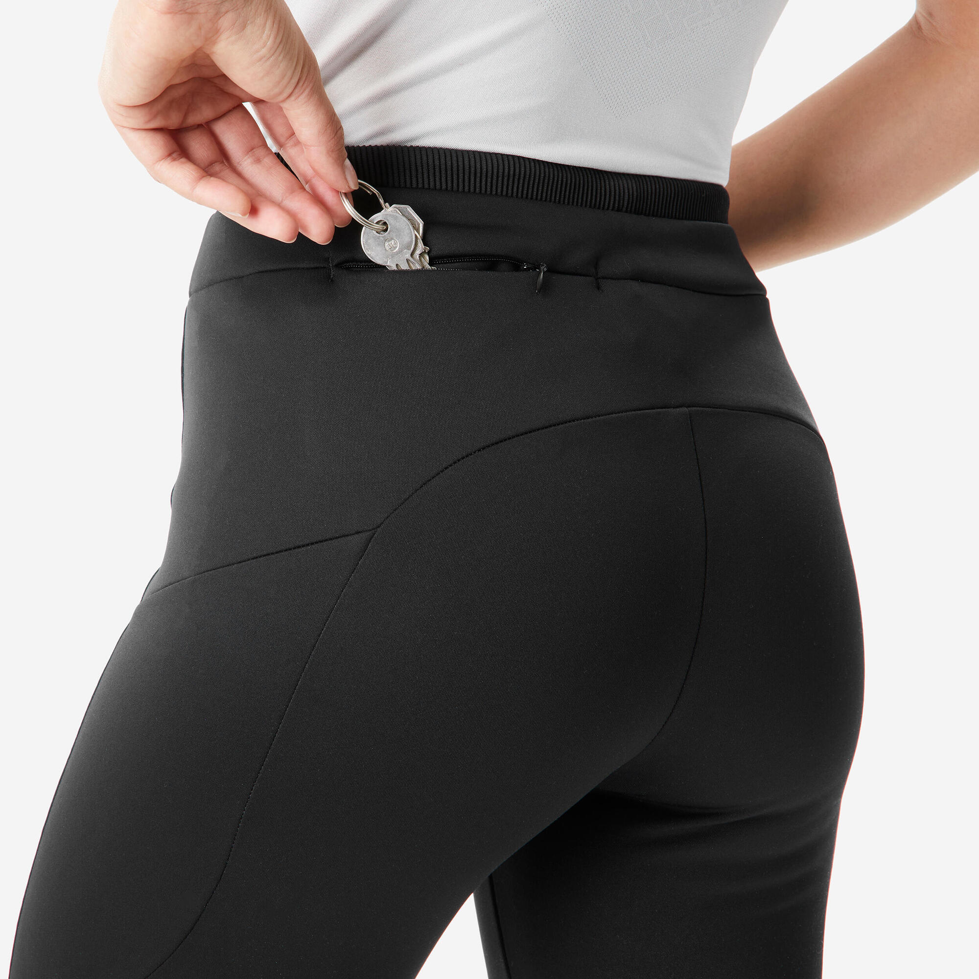 quechua-nh500-wanderleggings-damen-schwarz-warm-winter image 6