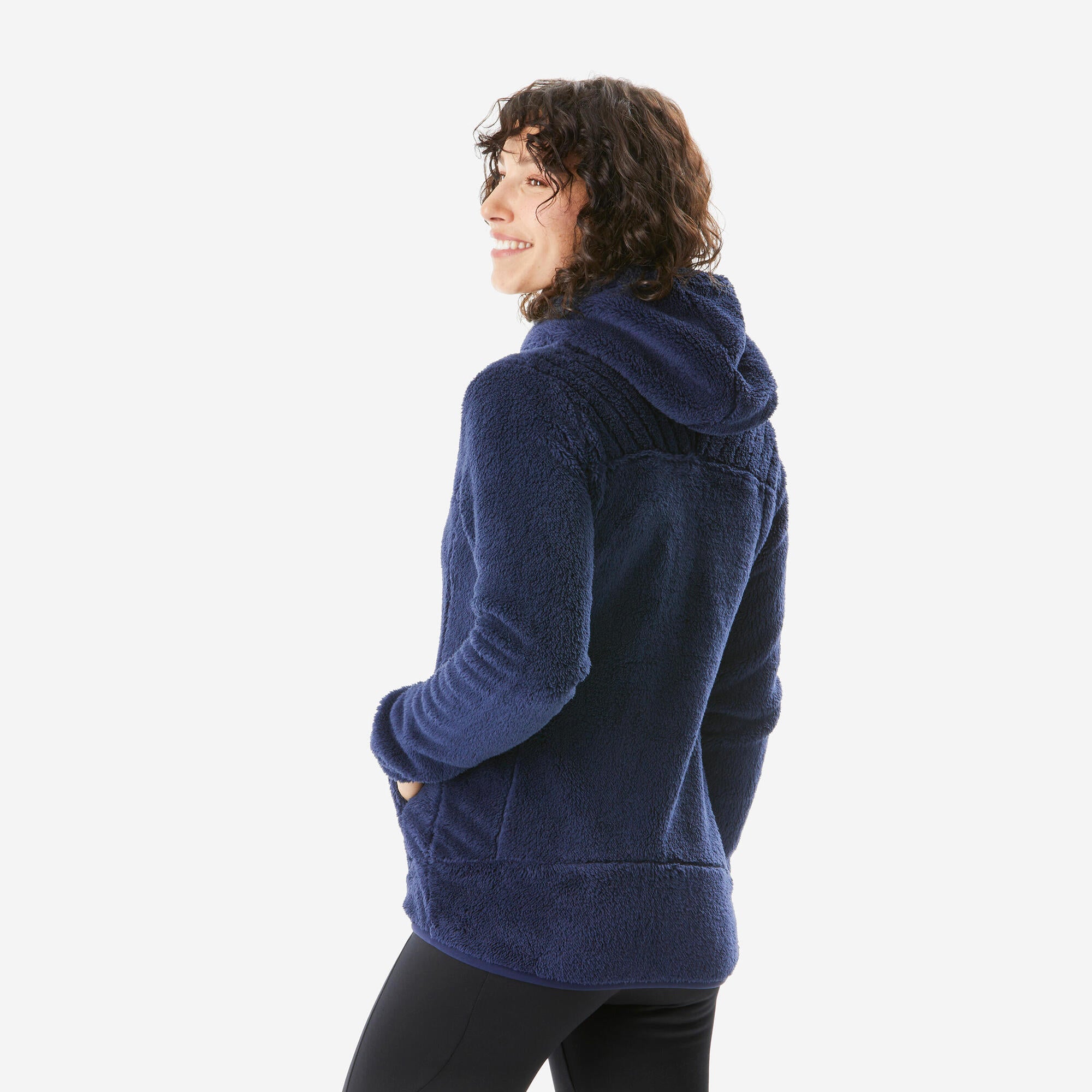 quechua-nh100-fleecejacke-damen-mit-kapuze-stahlblau image 4