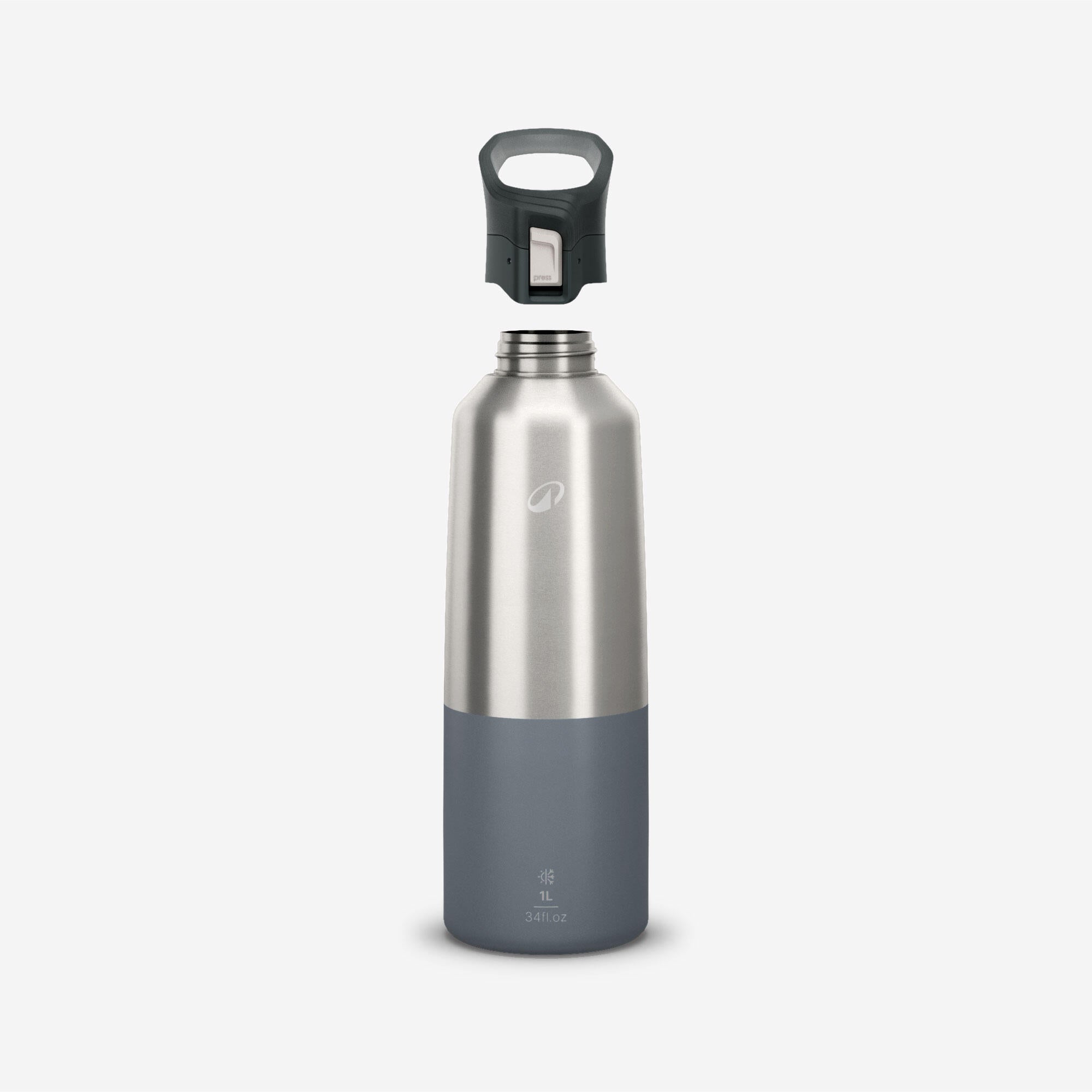 quechua-mh900-thermosflasche-1-l-dunkelgrau-edelstahl image 2