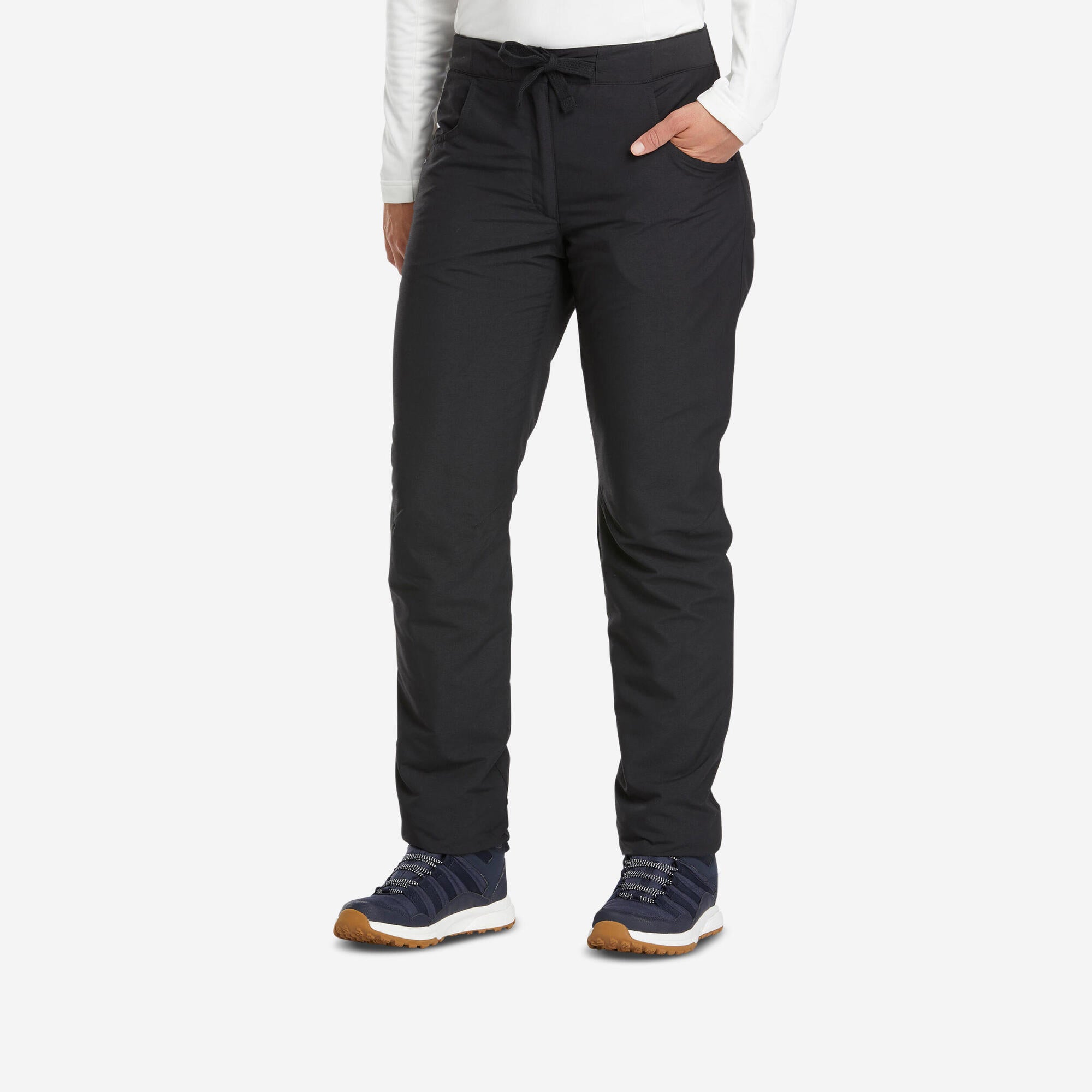 quechua-nh100-wanderhose-damen-schwarz-gef-ttert image 1