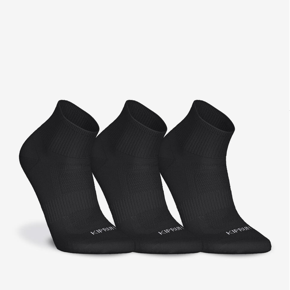 kiprun-run-100-mid-laufsocken-schwarz-3er-pack-blasenschutz image 1