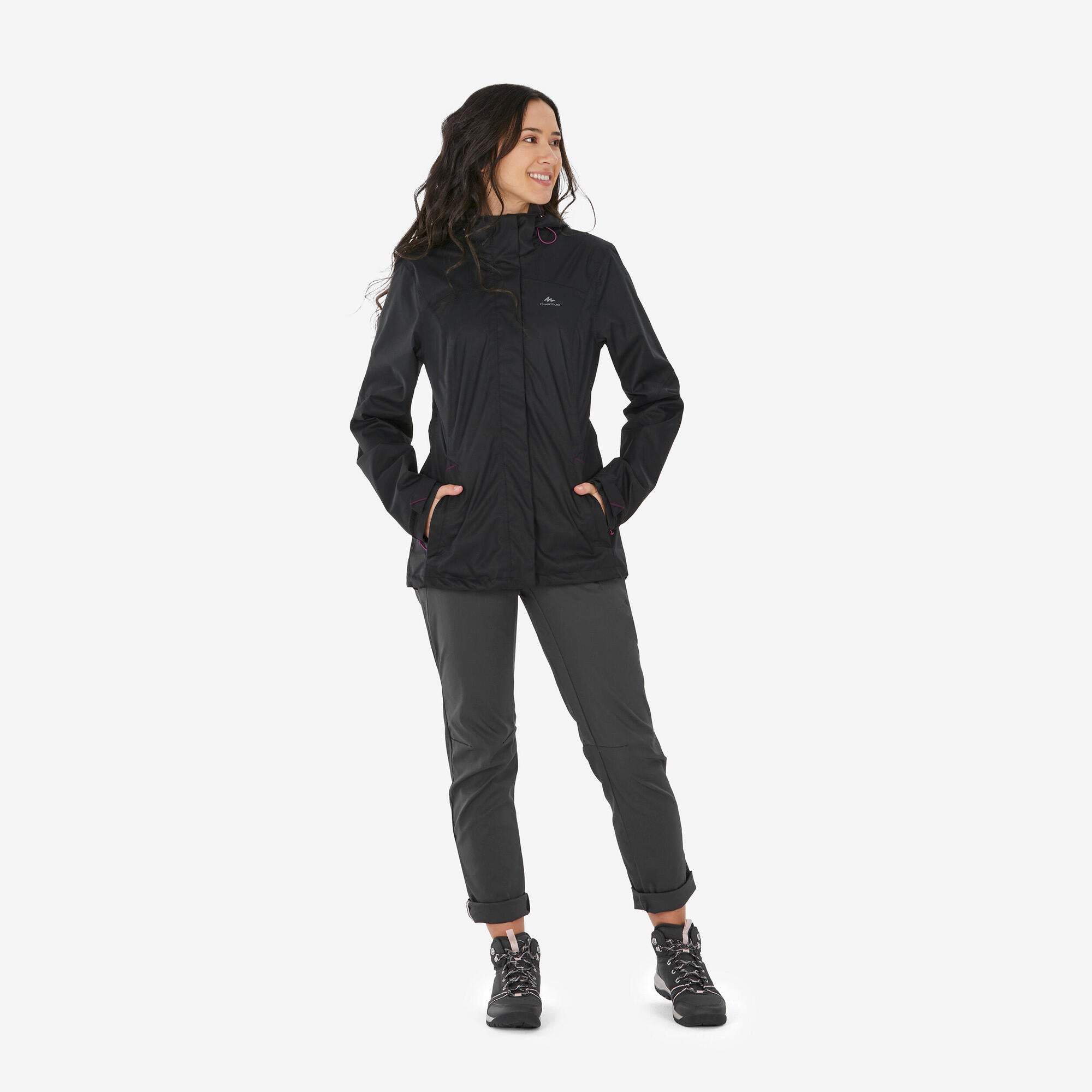 quechua-mh100-regenjacke-damen-grau-wasserdicht image 8